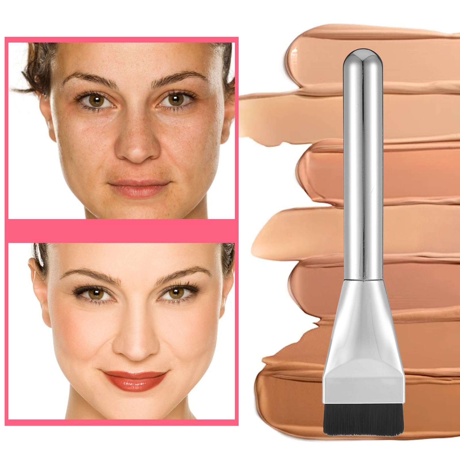 Ouligay 3 Pcs Make Up Spatula Tool Including Makeup Mixing Palette,Foundation Spatula,Makeup Palette Tray,Makeup Accessories Set for Women Girl Korean Makeup Cosmetic Spatula Tool(Metal)
