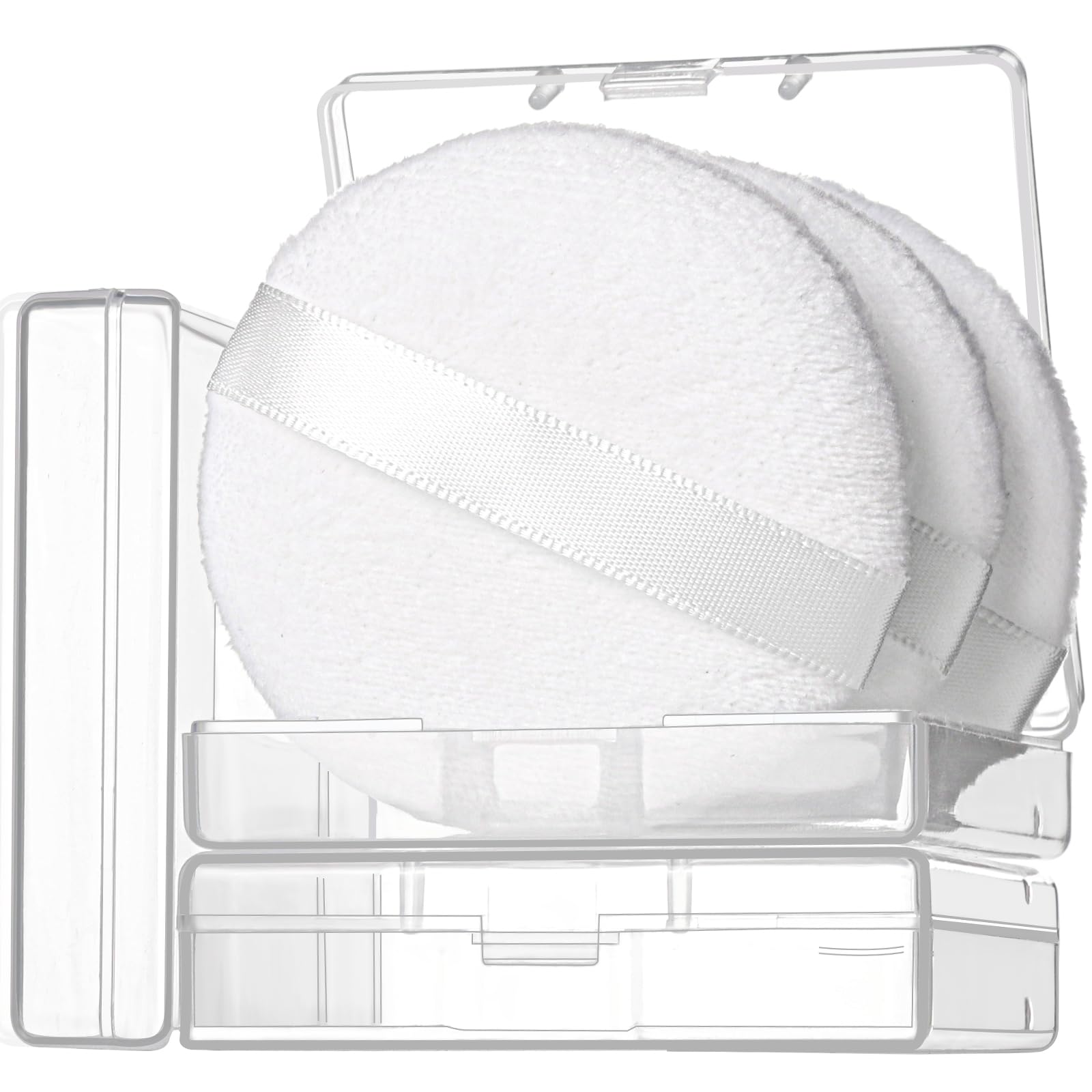 Teenitor 3pcs Setting Powder Puff 2.36 Inch, Soft Applicator for Loose and Pressed Powder, Powder Puffs for Face Powder With Cases, White