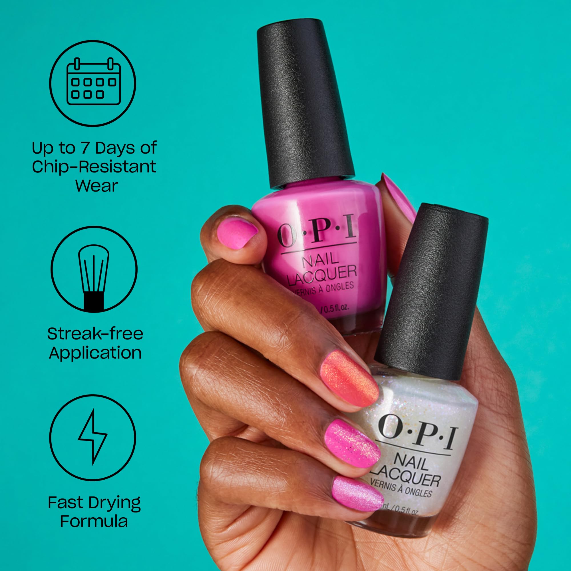OPI Nail Lacquer Cajun Shrimp | Opaque Bright Orange Crème Chip Resistant Nail Polish | Fast Drying, Streak Free