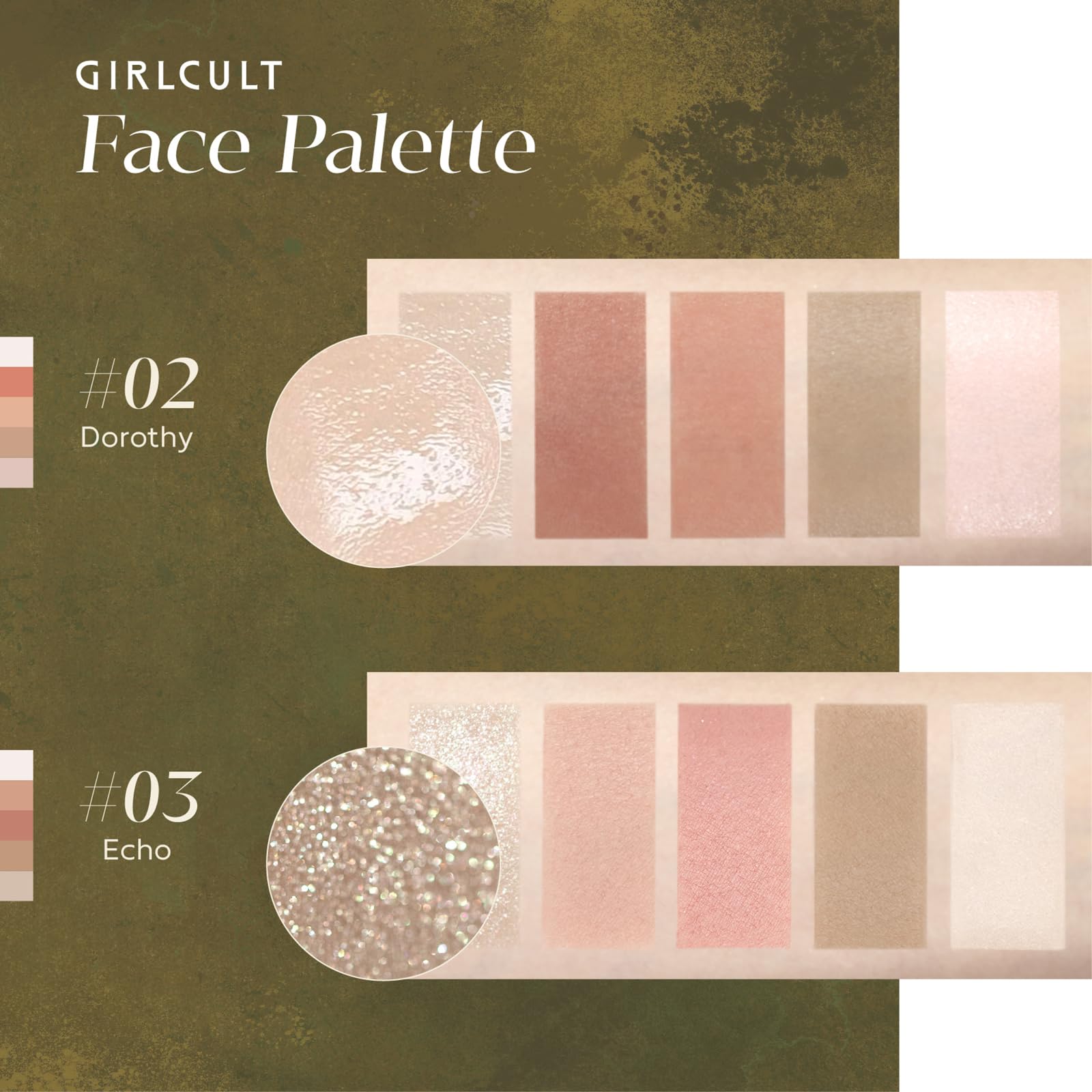 GIRLCULT Face Makeup Palette, Cream Makeup Palette with Blush, Contour & Highlighter Makeup, Hydrating Formula for Dewy Glow, 5-in-1 Face Palette for Fair Skin (#02 Dorothy)
