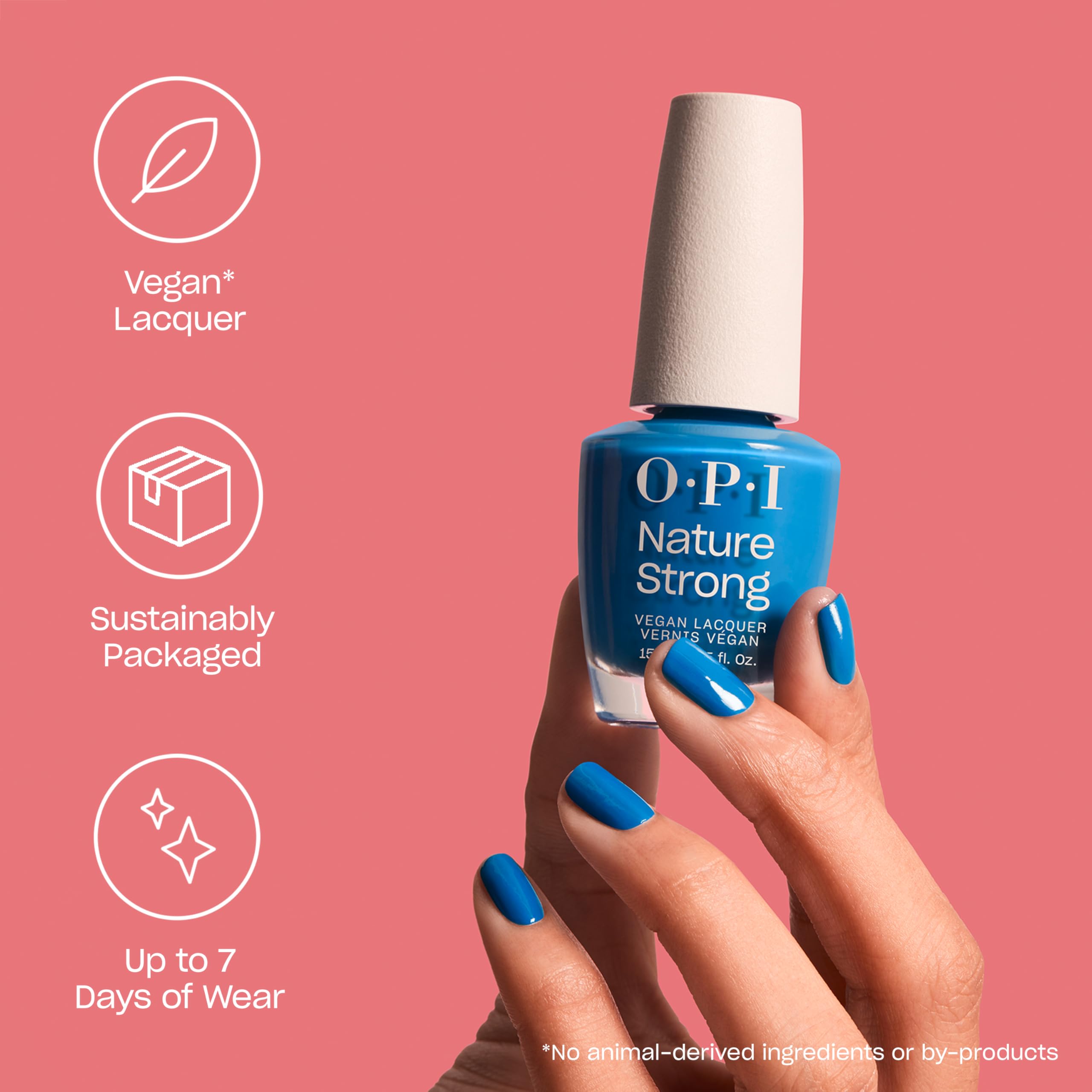 OPI Nature Strong Emflowered | Opaque Bright Pink Crème Natural Origin Nail Polish | Plant Based, Vegan, Cruelty Free