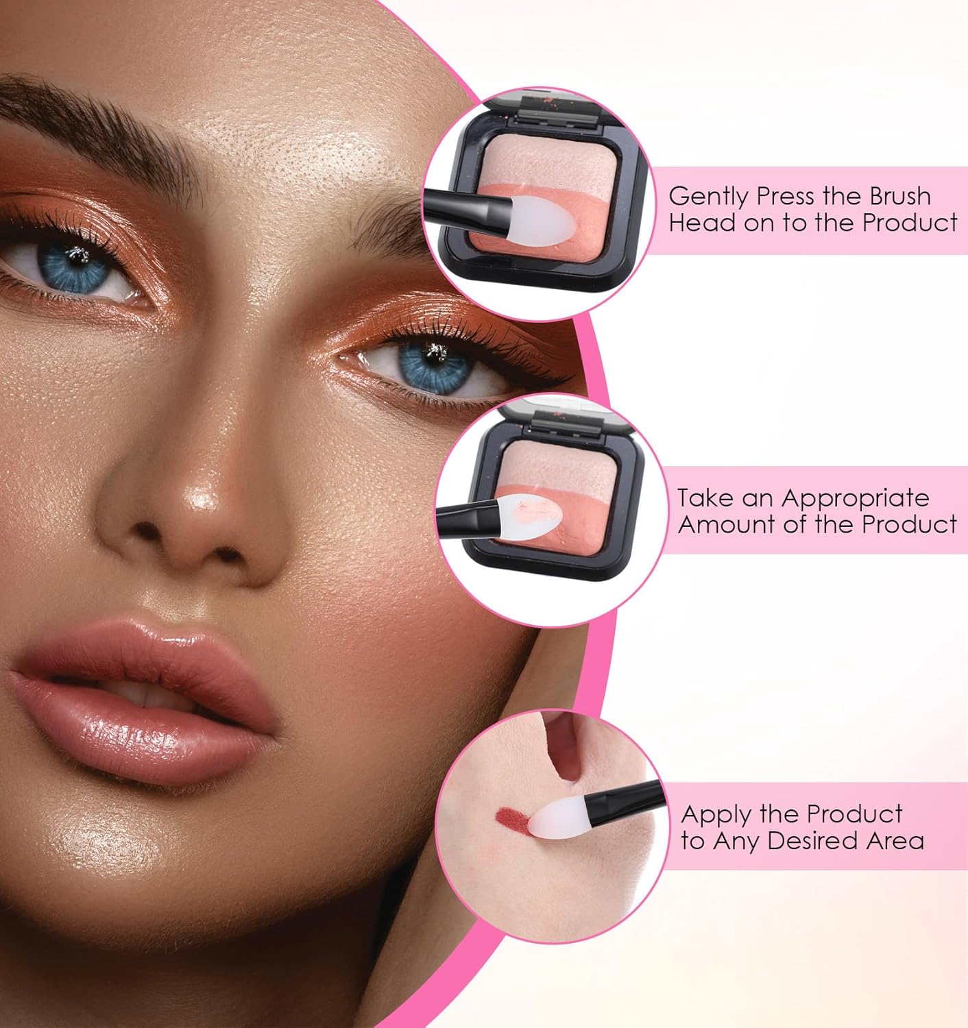 4Pcs Silicone Makeup Applicator, Eyeshadow Brush Lip Mask Brushes, Silicone Eye Brush for Liquid Eye Shadow Cream Applying