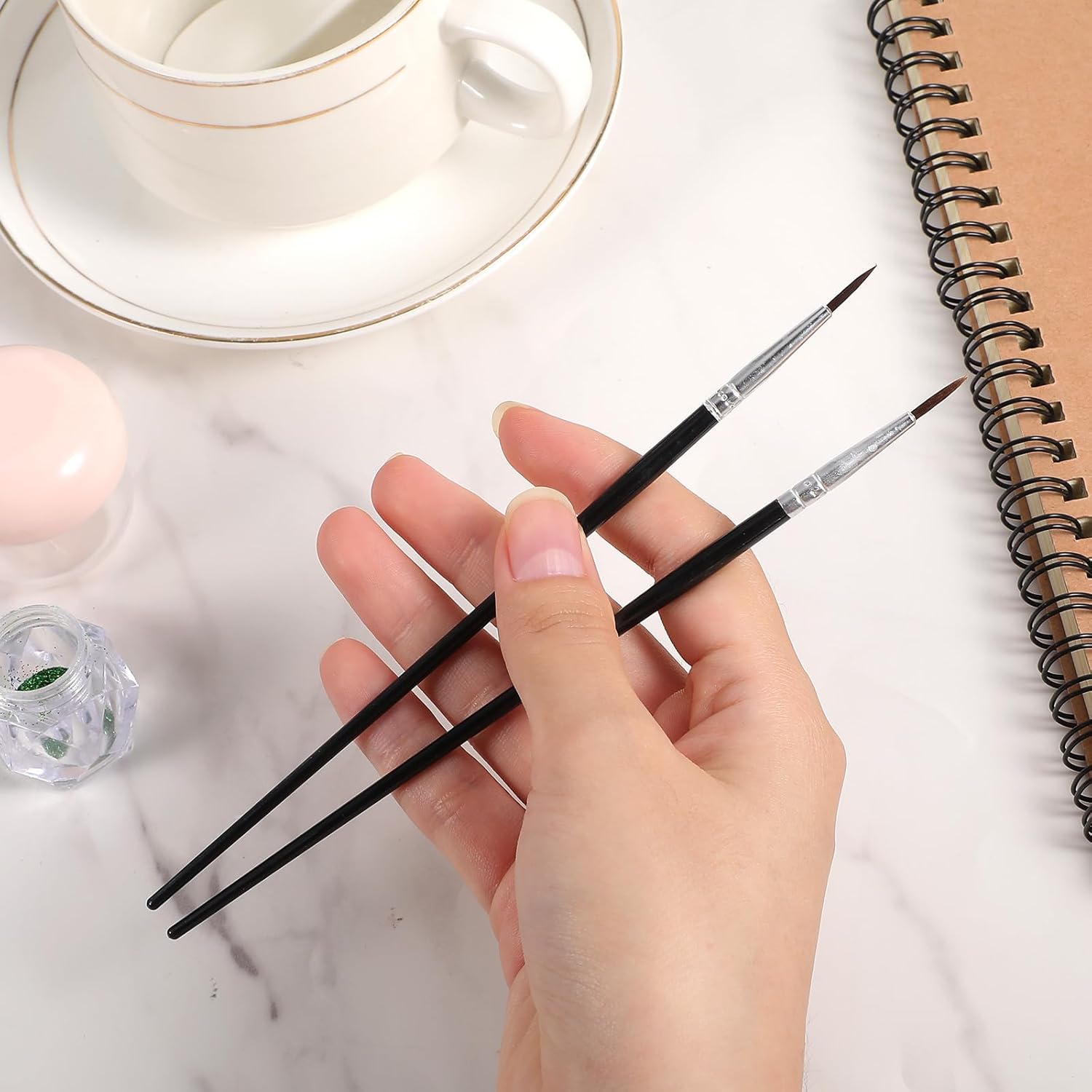 8 PCS Ultra Fine Point Eyeliner Brushes, Portable Eye Liner Makeup Tools for Women, Thin Eyeliner Gel Foundation Brushes, Cosmetic Liner Wands to Accurately Apply Gel and Wet Powder