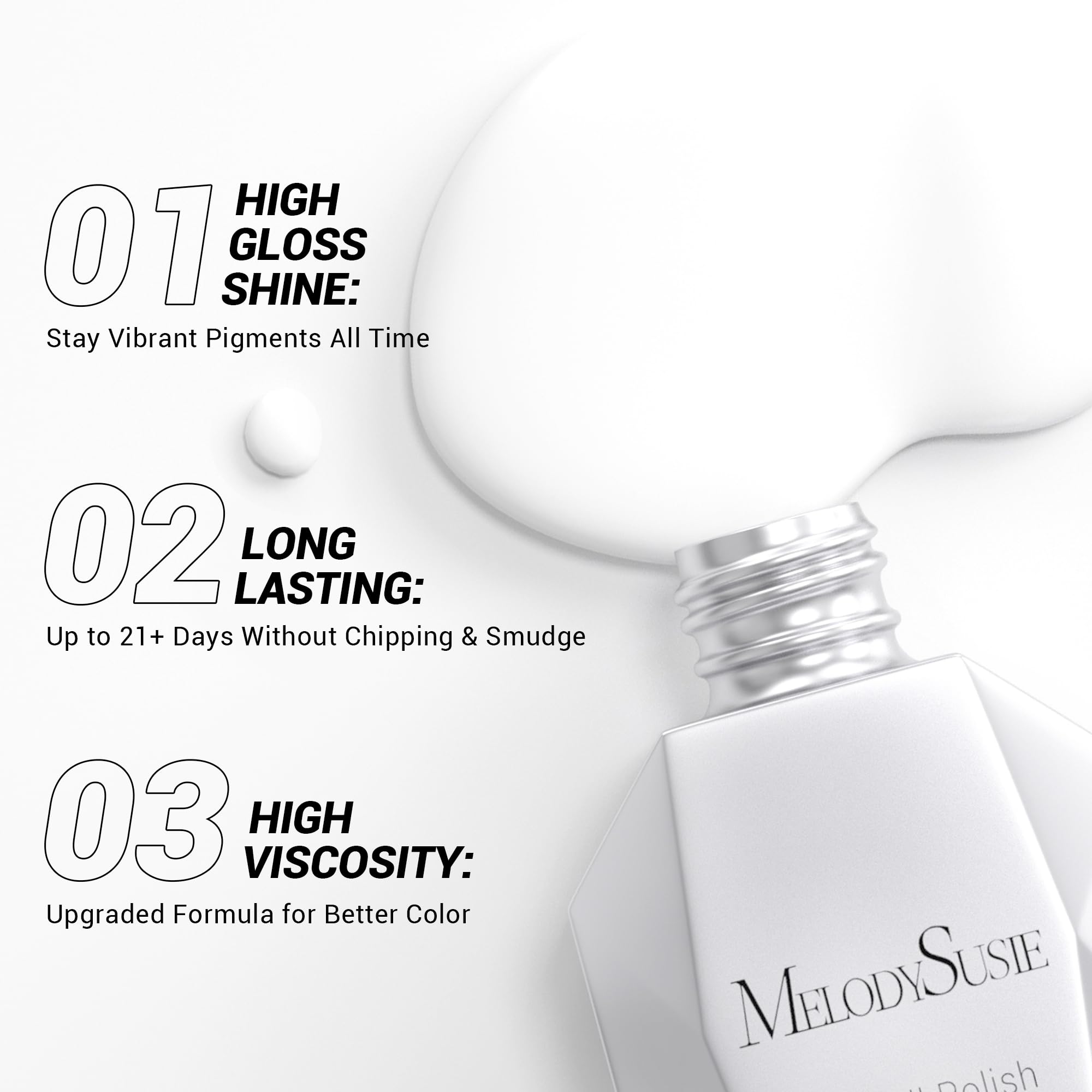 MelodySusie Thick Snow White Gel Nail Polish,15ML Soak Off UV LED White Gel Polish Christmas Gift for Women Nail Art Manicure Salon DIY Nail Design Decoration at Home-479