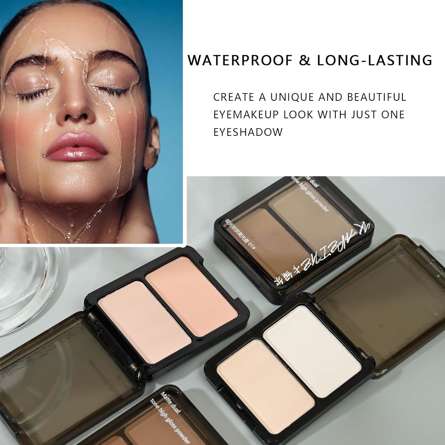 K'APEINE Matte Nude Eyeshadow Palette 2 Colors Light Pink Mini Eye Shadow Duo Face Highlight Bronzer Powder Palette Natural Base Eyeshadow Powder for older Women-02#