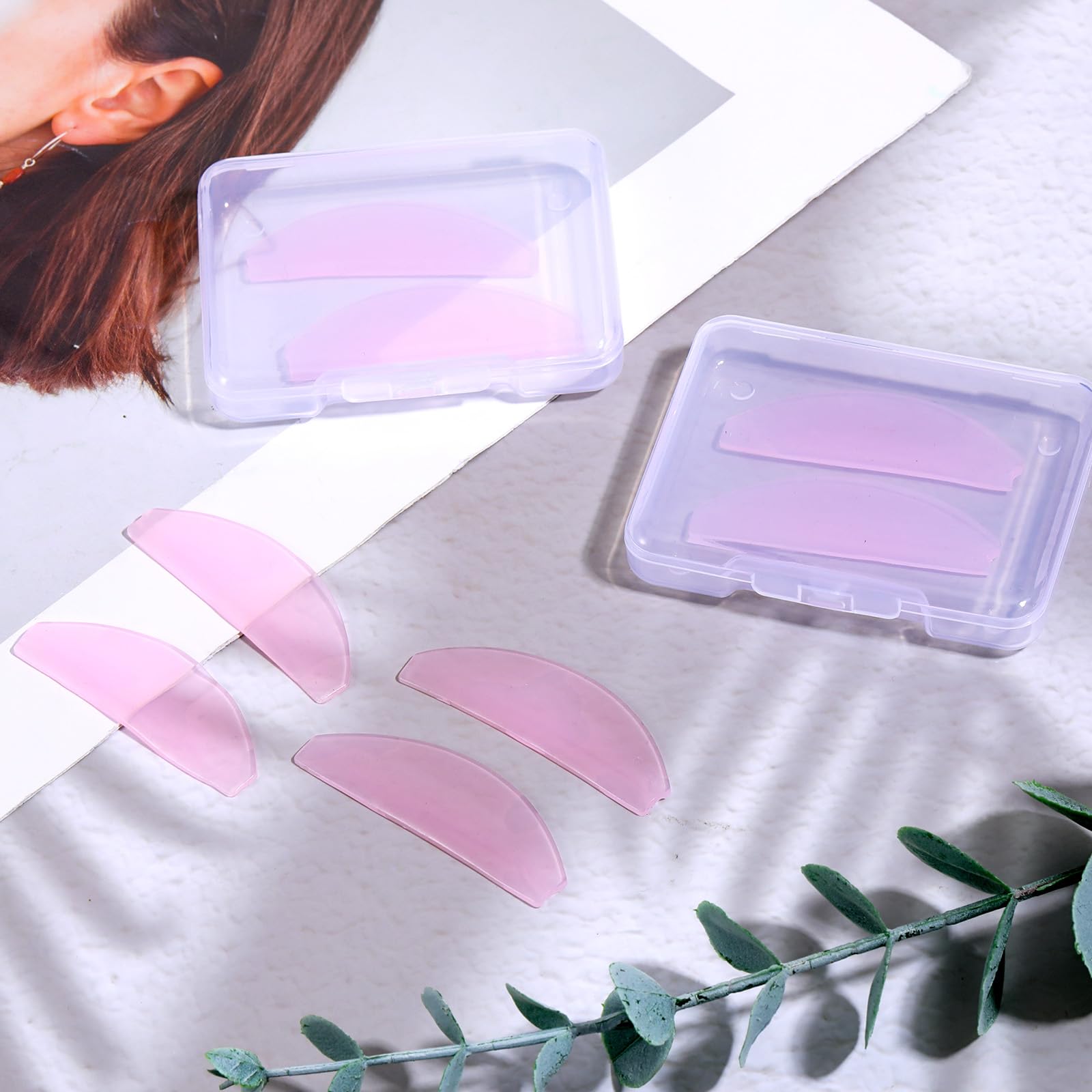 12Pcs Lash Lift Shields Flat, 1mm Thin Korean Lash Lift Pads for Eyelash Straightening and Lifting Super Sticky Glueless Reusable Silicone Lashes Rods for Eyelash Perm Lamination Salon Use(Rose)