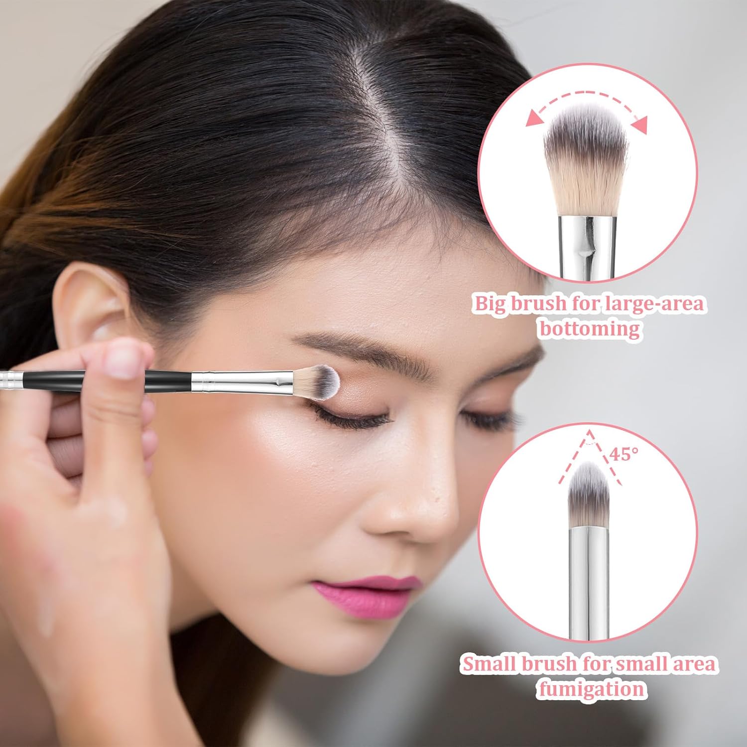 Eyeshadow Brush Smudge Brushes 2 in 1 Eyeshadow Double Ended Blending Brushes Eye Makeup Brush Firm Small Pointed Foundation Applicator Soft Synthetic Bristles for Concealer Eyebrows Eyeliner