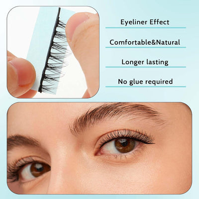 80 PCS Self Adhesive Strips for Fake Eyelashes, Strong-Hold False Lashes Adhesive Reusable Glue Strip Liner for Fluffy Mink Natural Look Long Lasting Lash Buddy