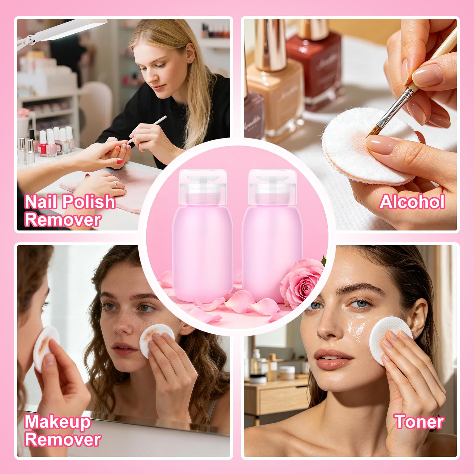 MEKK Acetone Pump Dispenser,Push Down Pump Dispenser Empty Alcohol Dispenser Push Down Nail Polish Remover Pump One-Touch Pump Bottle Dispenser for Nail Polish & Makeup Remover 2 Pack 200ML(6.8oz)