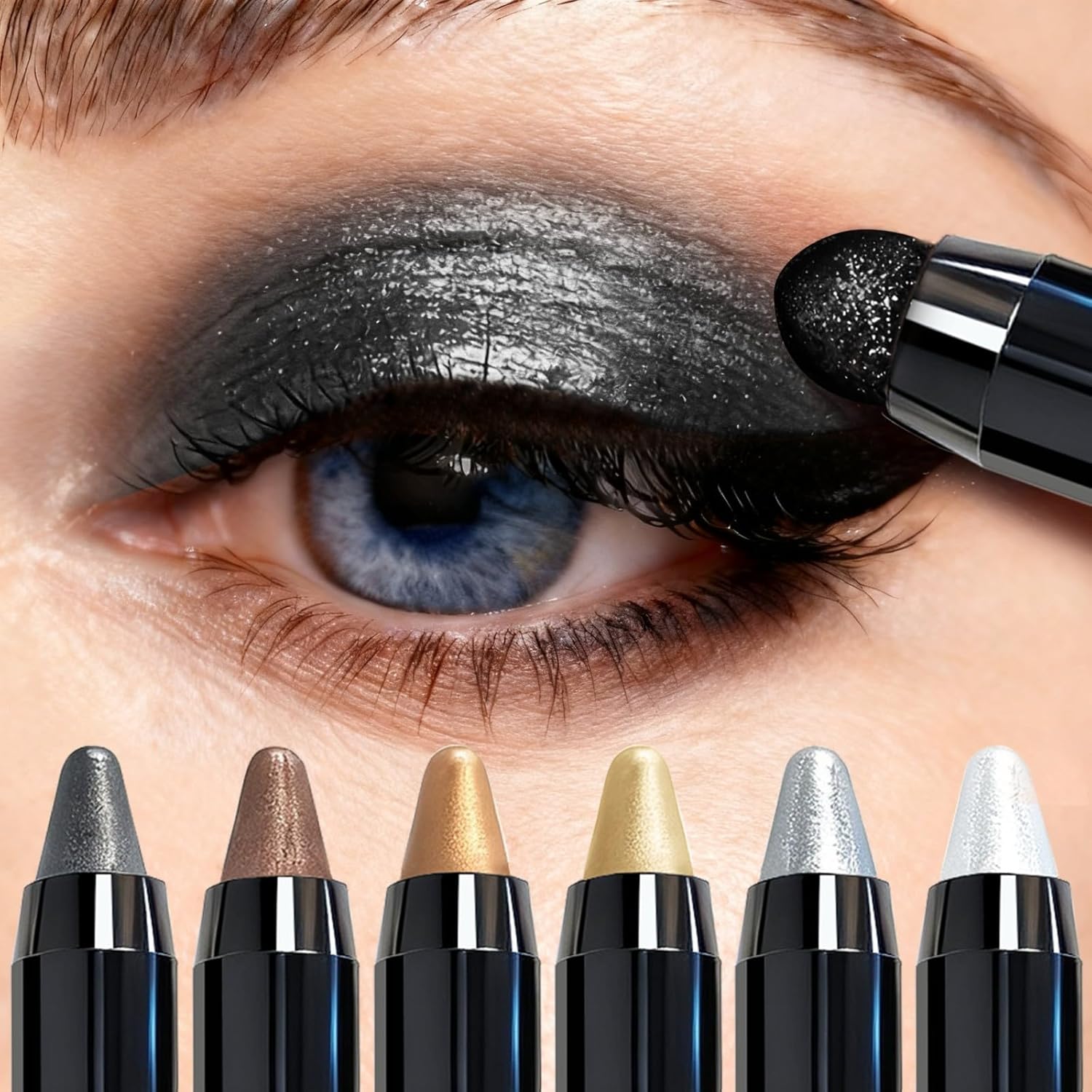 6 Pcs Eyeshadow Stick Shimmer Eye Shadow Set with Retractable and Blendable Eye Shadow Stick for Long-Lasting Colorful Eye Makeup