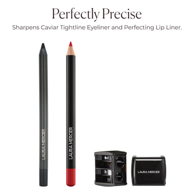 Laura Mercier Cosmetic Pencil Sharpener, Dual-End, For Lip Liner, Eyeliner and Eyebrow Pencils, Includes Cleaning Pick