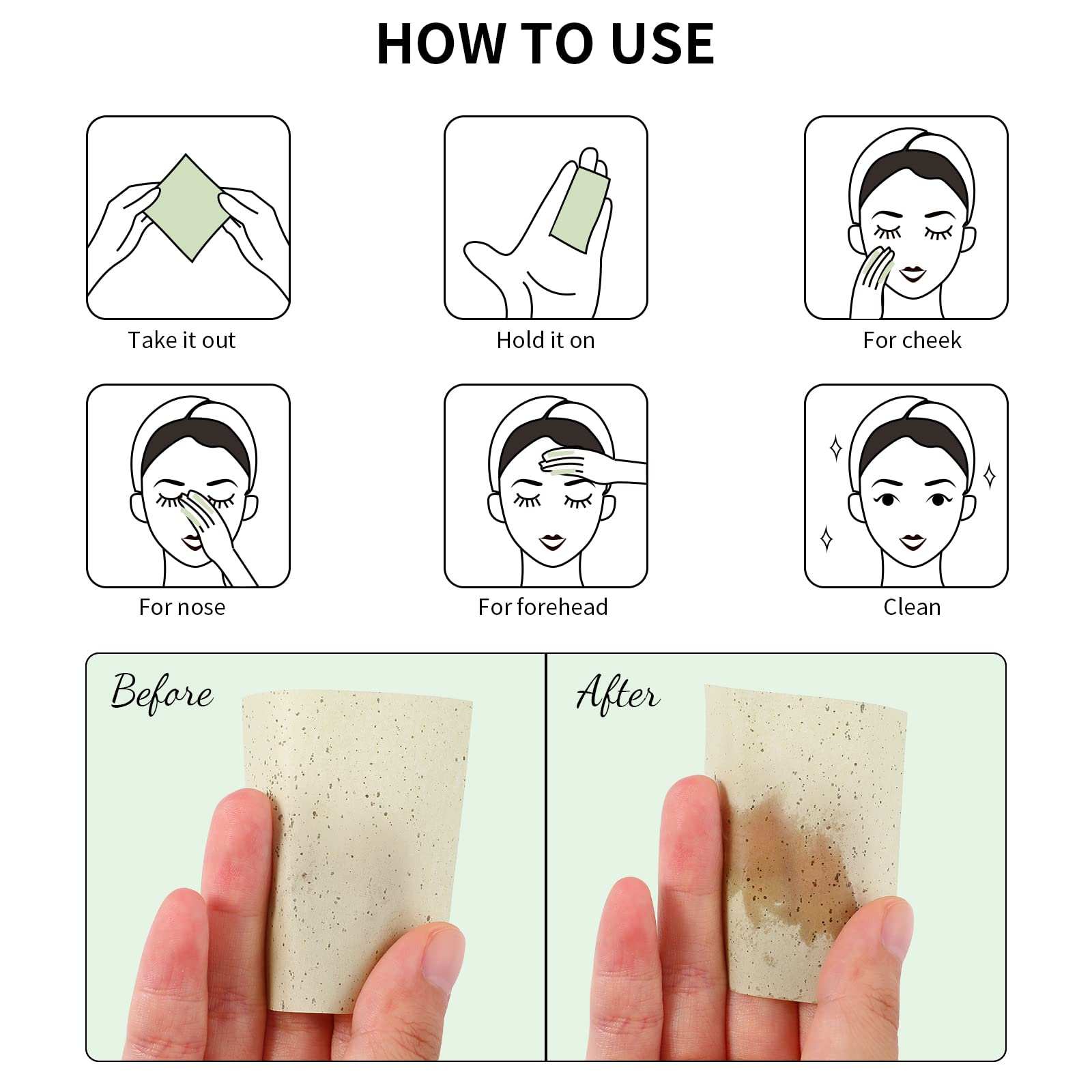 DUcare Oil Blotting Sheets for Face Green Tea Blotting Paper For Oily Skin with Portable Mirror Case & Makeup Puff, Oil Absorbing Sheets For Face 100 Counts