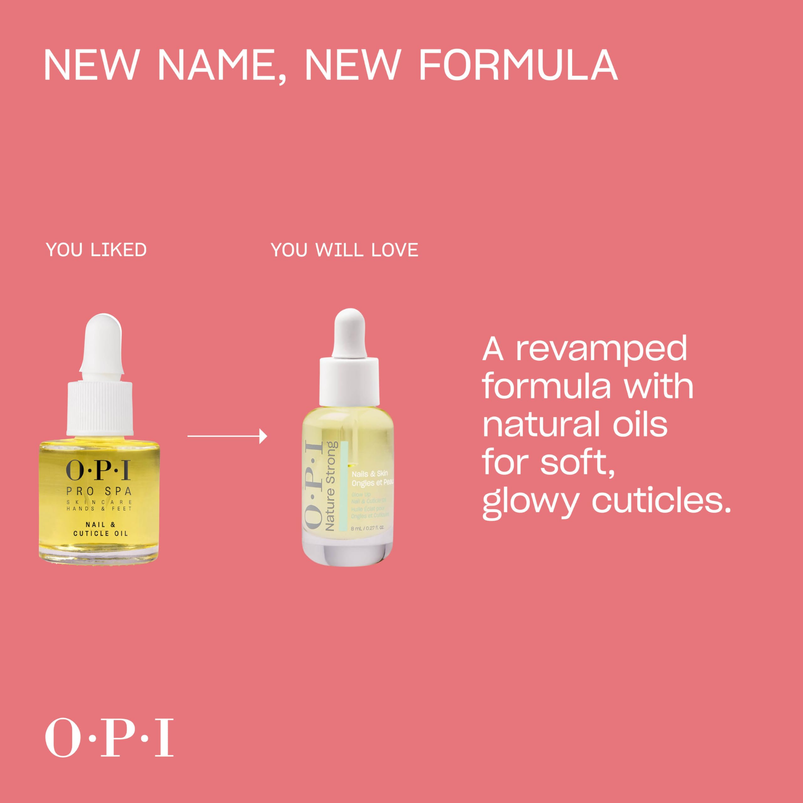 OPI Nature Strong Nails & Skin - Glow Up Nail & Cuticle Oil with Dropper | Lightweight, Nourishing Natural Oil Blend Moisturizes Dry Cuticles | Enriched with Vitamin E | 0.27 Fl Oz | 8 mL