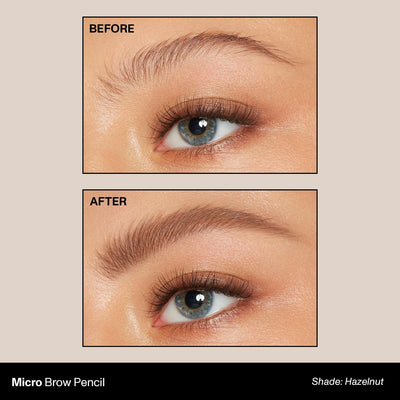 Morphe Micro Dual Eyebrow Pencil - Dual-Ended Brow Pencil Featuring a Retractable, Ultra-Precise, Pointed Tip - Richly Pigmented, Smooth-Gliding, Long-Lasting Wax Formula - Hazelnut (0.003 oz)