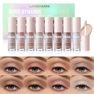 Jolilab 8 Colors Matte Liquid Eyeshadow With Subtle Shimmer Set Waterproof Long-Lasting Neutral Naked Smooth Creamy Eyeshadow Lightweight Gift for Girls and Women