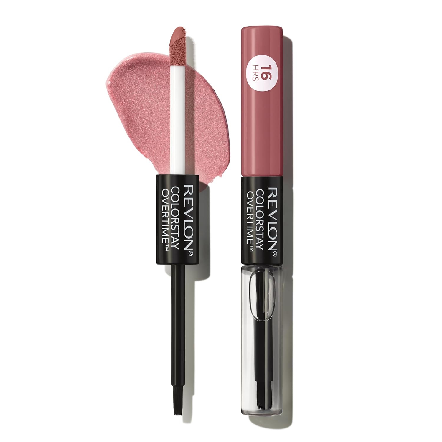 Revlon ColorStay Overtime Liquid Lipstick with Clear Lip Gloss, Long-Lasting Lip Color, Dual Ended with Moisturizing Vitamin E, 350 Bare Maximum, 0.07 fl oz