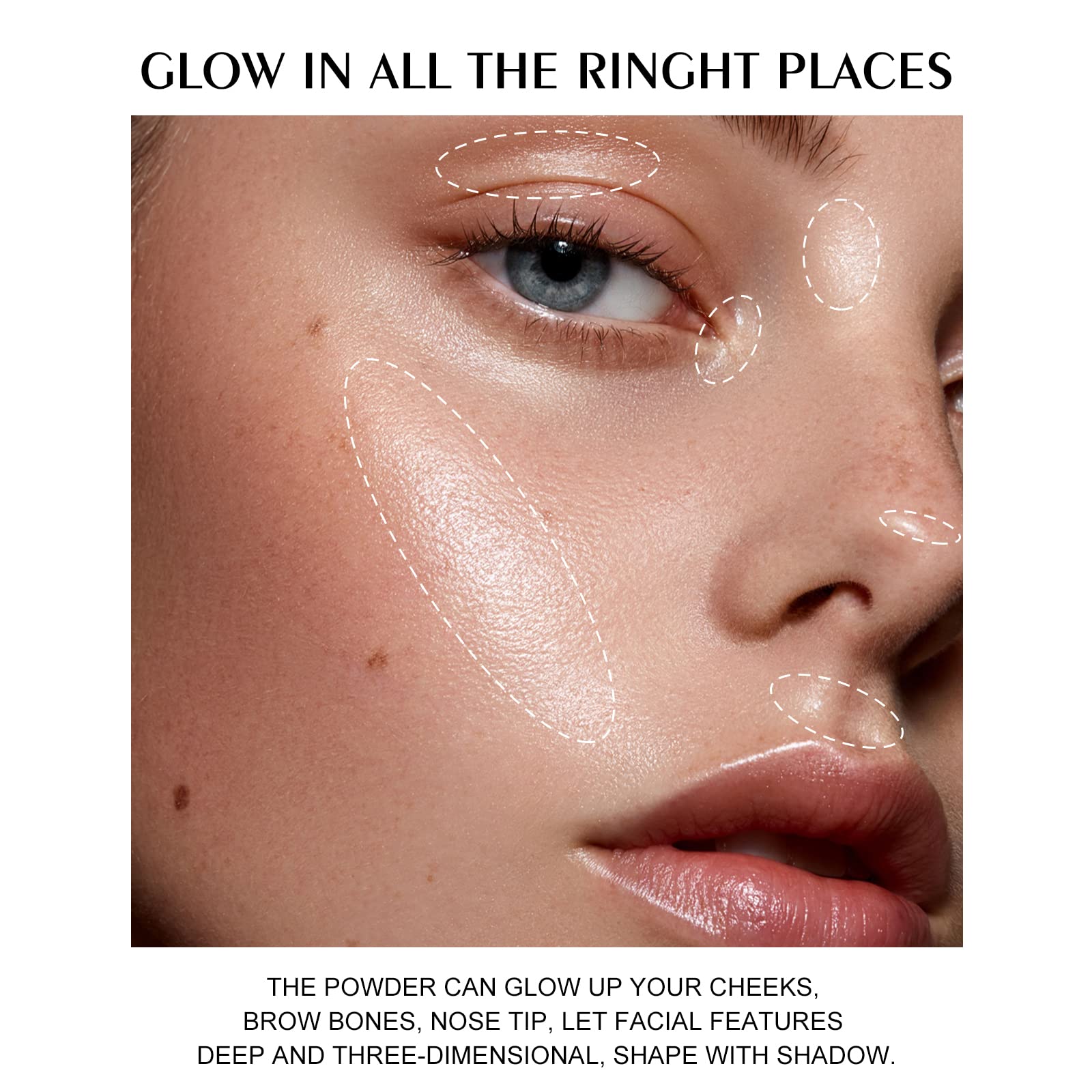 KYDA Face Highlighter Palette, High Glossy Face Illuminator Palette, Natural Glow Finish, Pearl Shimmer Smooth Baked Powder, Lasting Sparkling Champagne Highlighter Makeup-SUN GLOW