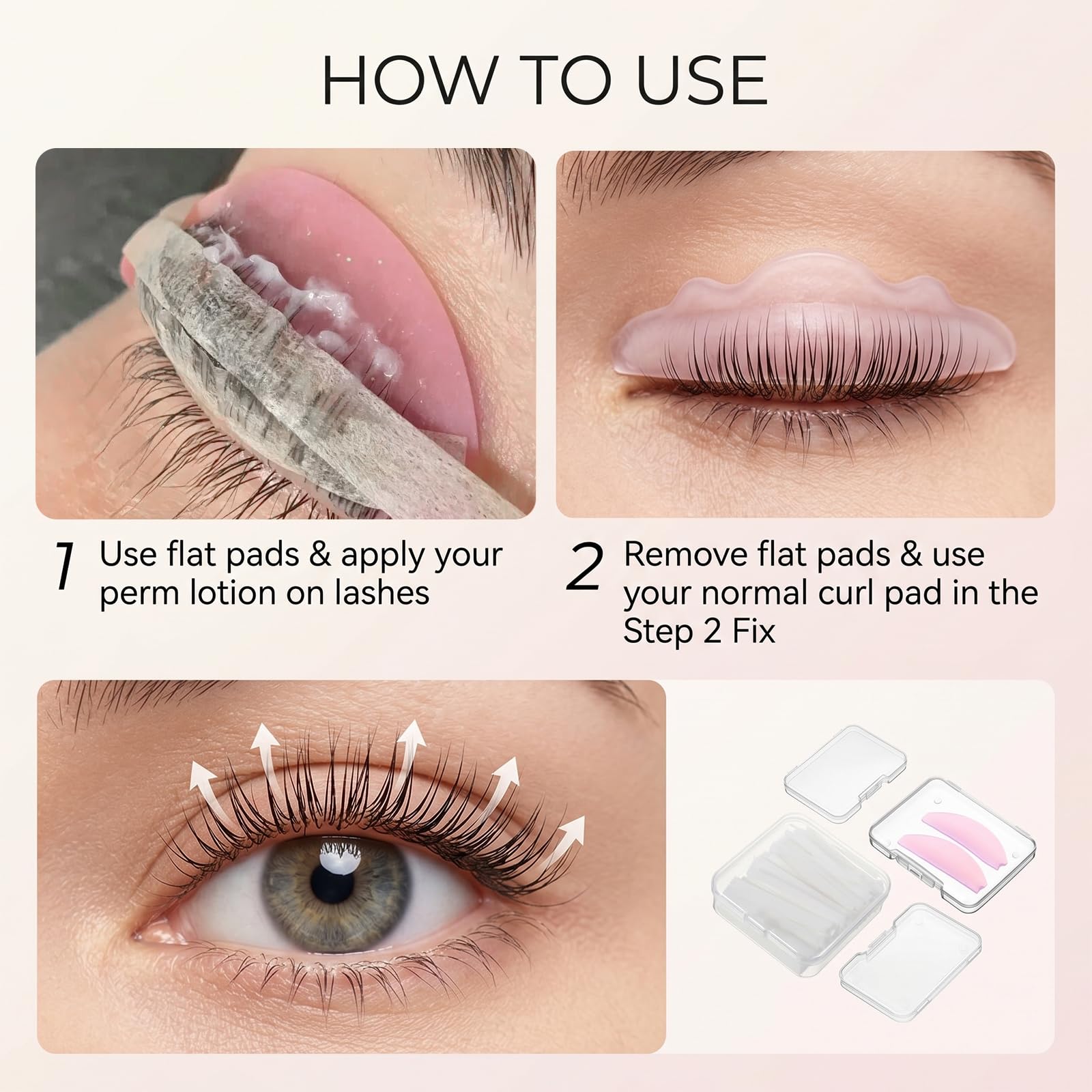 8Pcs Lash Lift Shields Flat, 1mm Thin Korean Lash Lift Pad for Eyelash Straightening and Lifting Super Sticky Glueless Reusable Silicone Lashes Rod with 1000pcs Papers for Eyelash Lamination Salon Use