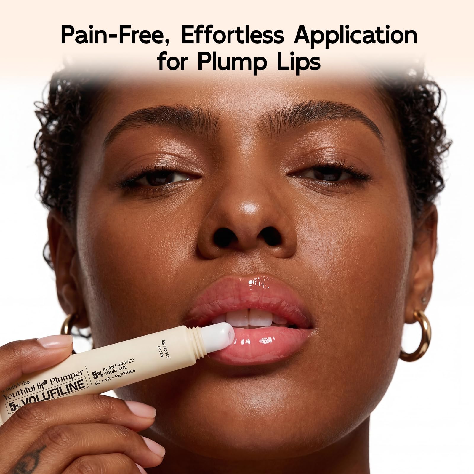 YouthVibe 5% Volufiline Lip Balm & Gloss, Hydrating Lip Care with Shea Butter, Collagen, Peptide & PDRN - Fuller-Looking Lips Over Time, No Burning or Tingling, Non-Sticky Essence - Clear