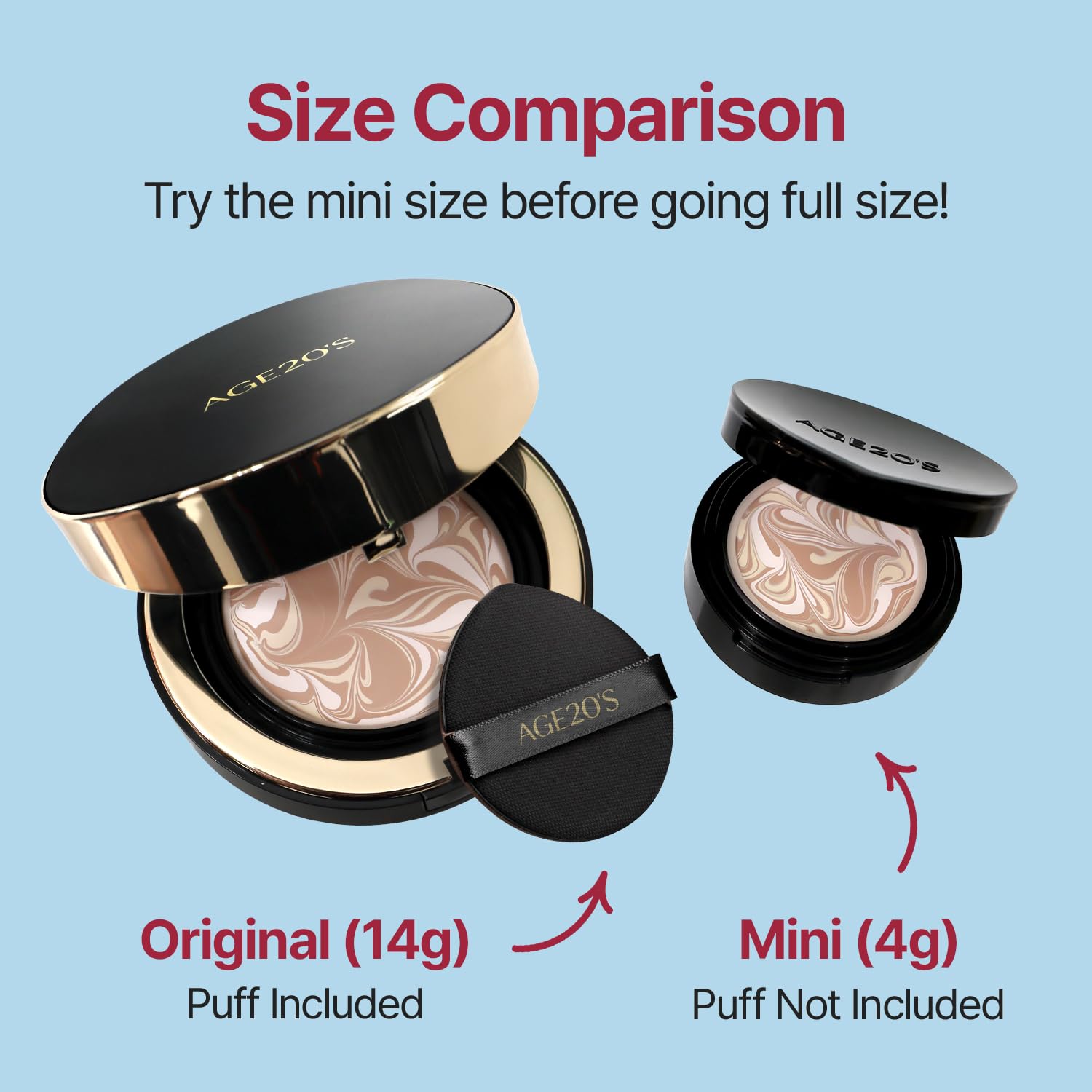 [MINI SIZE] AGE20'S Signature Essence Pact | 21N | Vegan Korean Cushion Foundation | Pack of 1 | Cream Foundation, Dewy & Glow Finish, Natural Coverage, SPF 50+ | 0.14 oz