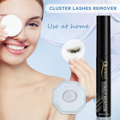 QUEWEL Lash Remover for Lash Clusters 5ML Lash Cluster Remover Gentle Lash Remover for Cluster Lashes, Cluster Lash Remover Lash Bond and Seal Eyelash Glue Remover Self-Use at Home
