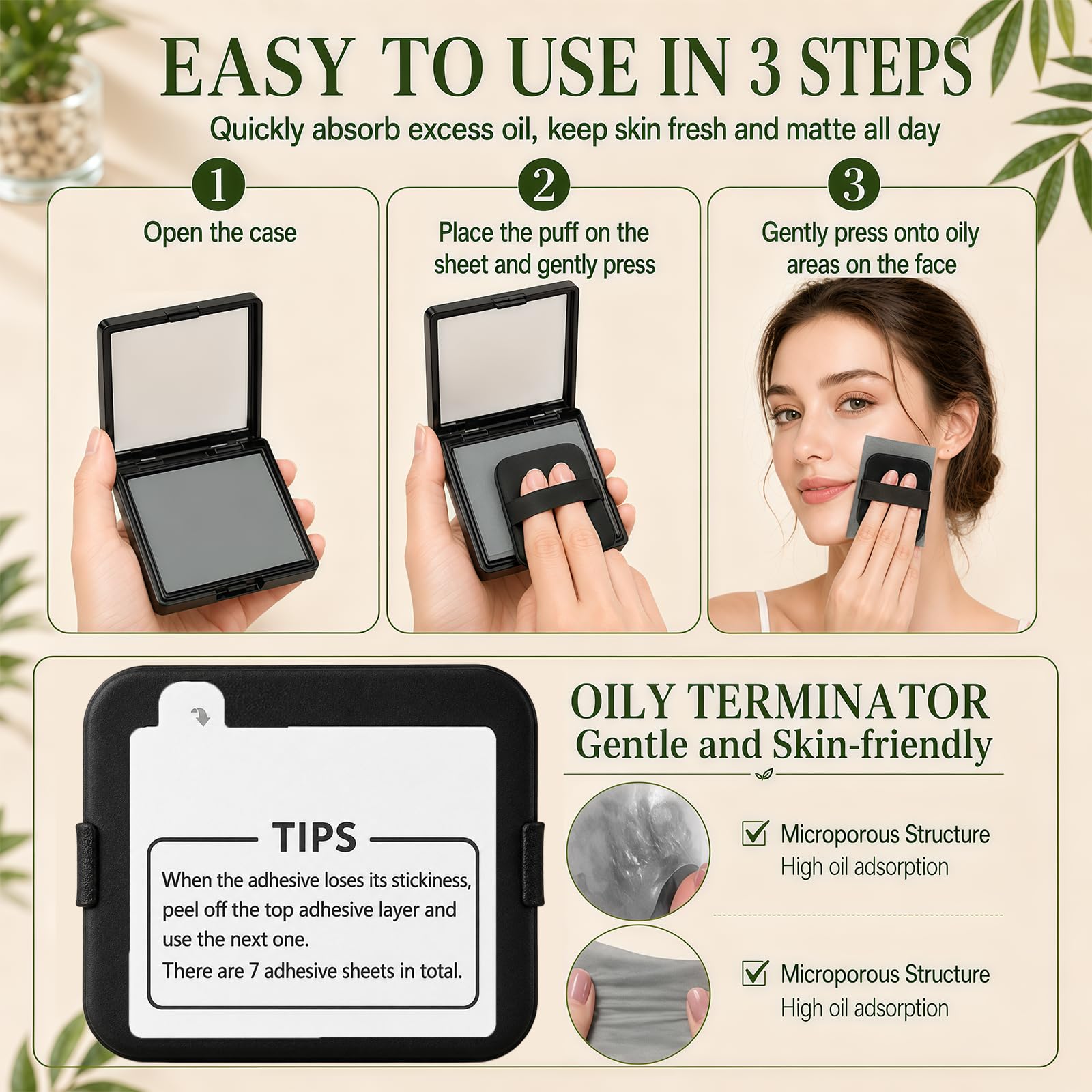 Oil Blotting Sheets for Face, 500 Pcs Blotting Papers for face with Mirror, Puff and Refill Pack, Rapidly absorb excess oils Makeup Friendly for Women with Oily Skin (Light Gray and Odorless)