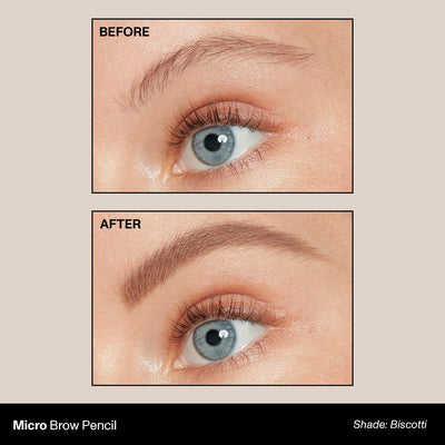 Morphe Micro Dual Eyebrow Pencil - Dual-Ended Brow Pencil Featuring a Retractable, Ultra-Precise, Pointed Tip - Richly Pigmented, Smooth-Gliding, Long-Lasting Wax Formula - Biscotti (0.003 oz)