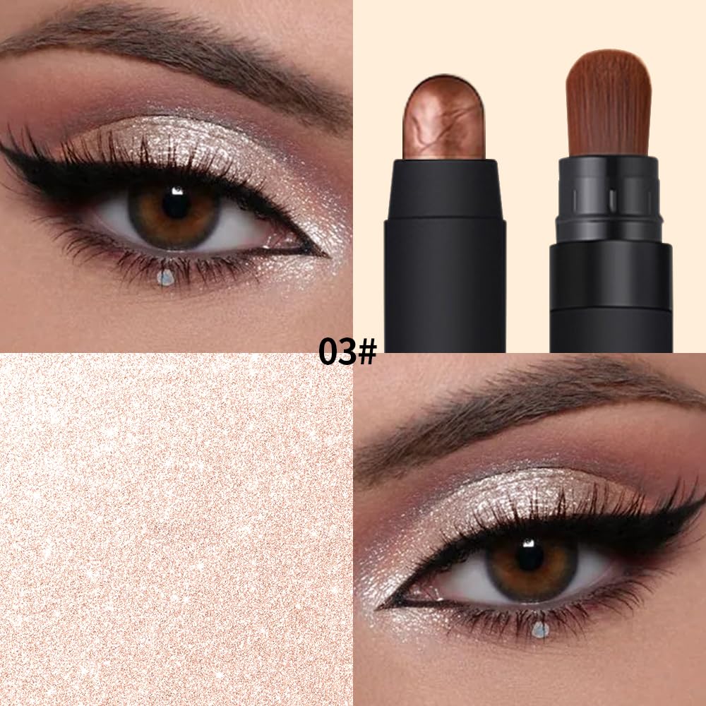 Dual-Ended Eyeshadow Stick, Waterproof Creamy Powder Shadow for Highlight and Contour, Long-Lasting Smudge-Proof, Vegan, Easy Blendable, 0.17 Oz (3#, 1 Count (Pack of 1))