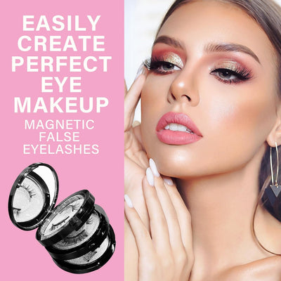 Magnetic Eyelashes, False Eyelashes with Applicator, Black, 4 Pairs, Natural Looking