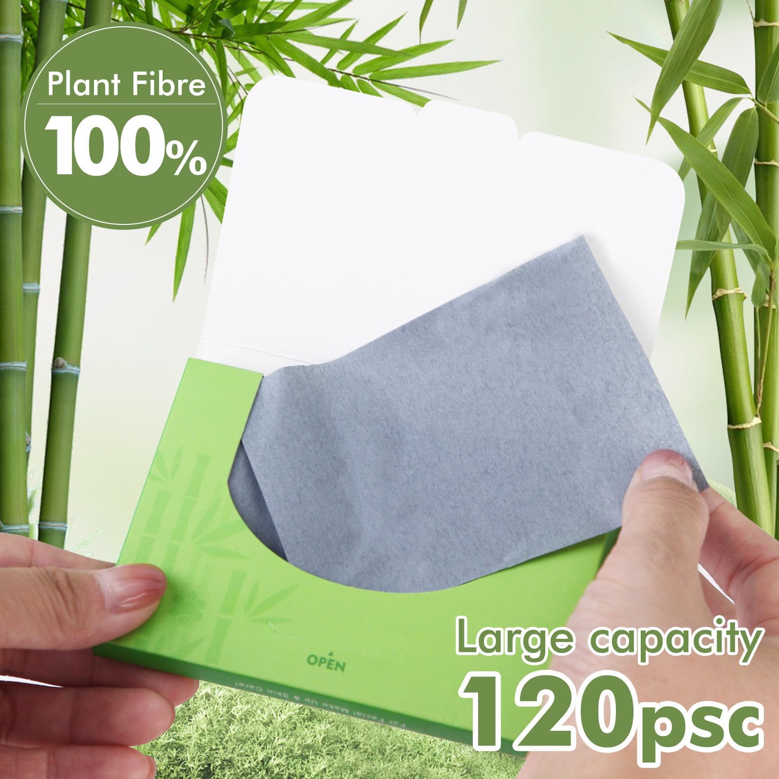 Oil Absorbing Sheets with Bamboo Charcoal - 4 Pack (480 sheets) Oil Blotting Sheets For Face, 20% More Makeup Friendly High-performance Handy Face Blotting Paper for Oily Skin