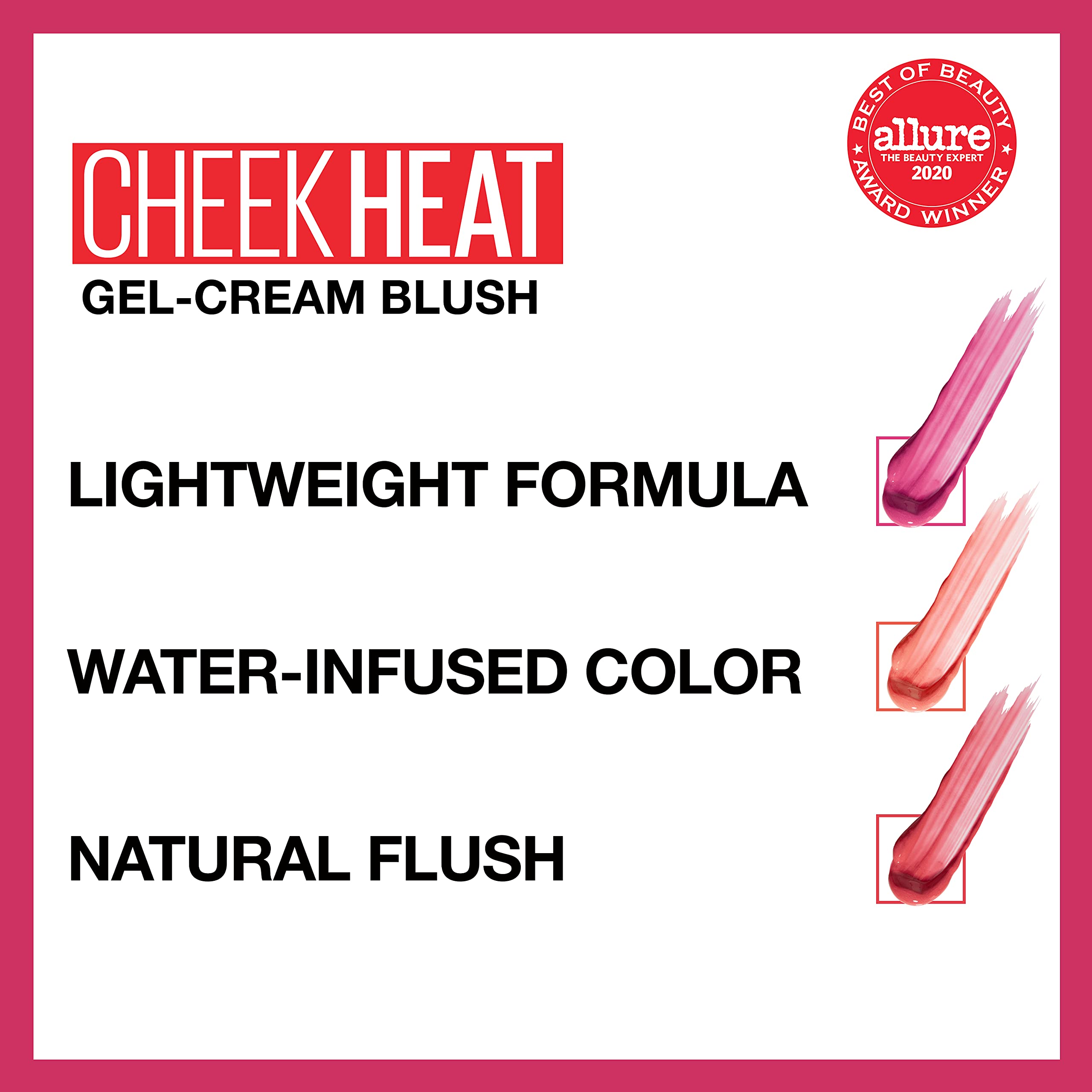 Maybelline Cheek Heat Gel-Cream Blush Makeup, Lightweight, Breathable Feel, Sheer Flush Of Color, Natural-Looking, Dewy Finish, Oil-Free, Fuchsia Spark, 1 Count