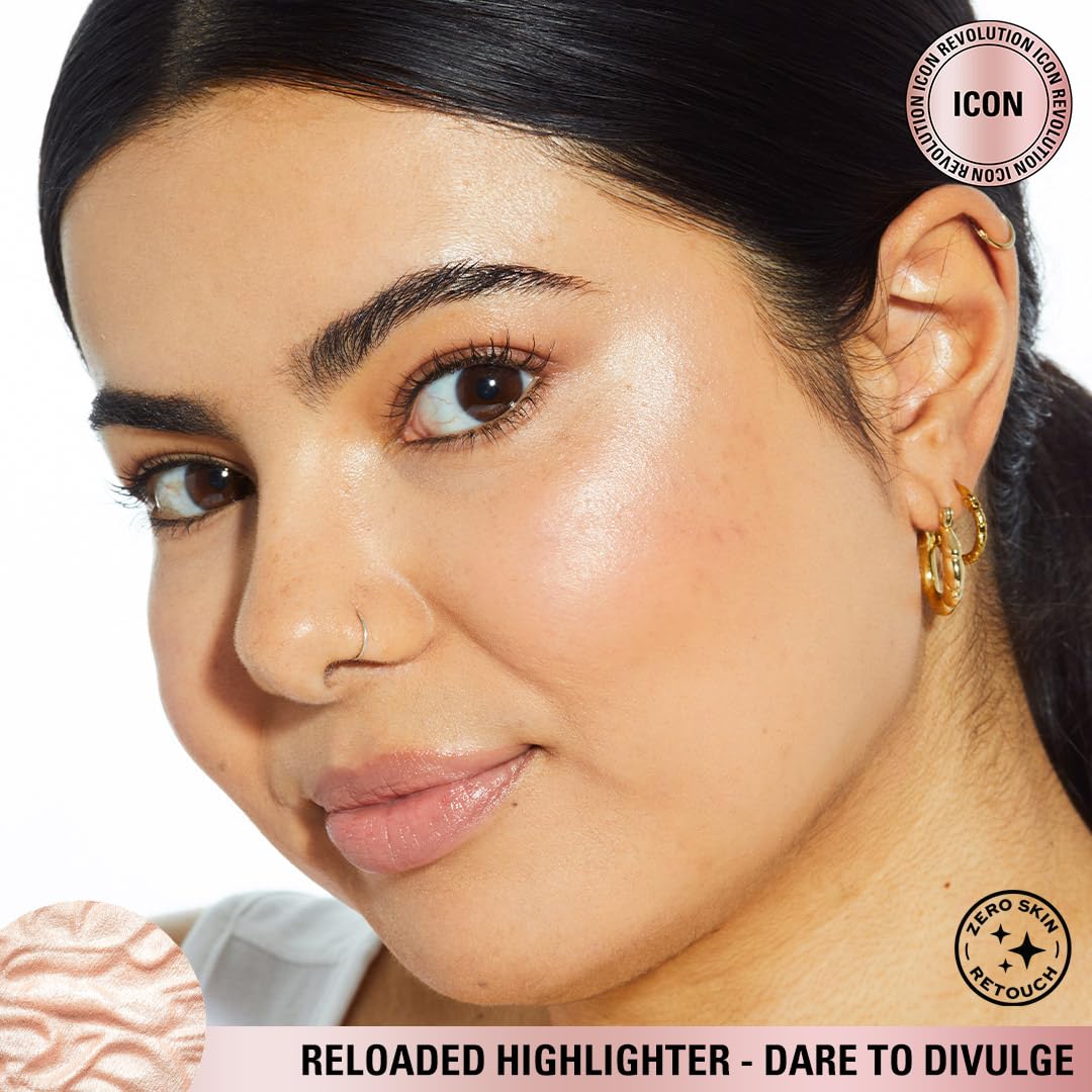 Revolution, Reloaded Pressed Powder Highlighter, Intensely Pigmented for a High-Impact Dewy Finish, Dare to Divulge, 0.22 oz