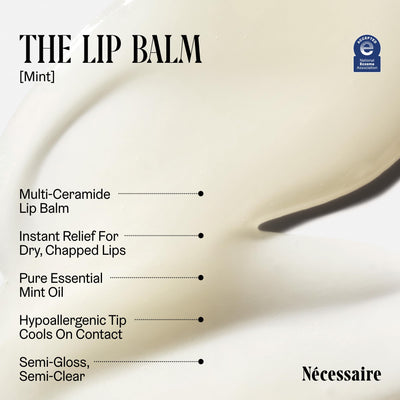 Nécessaire The Lip Balm | Hydrating Hyaluronic Acid Lip Balm for Women and Men, Mint Oil with Niacinamide + Essential Ceramides. Non-Comedogenic Lip Balm for Dry Lips – 15 ml / 0.5 fl oz