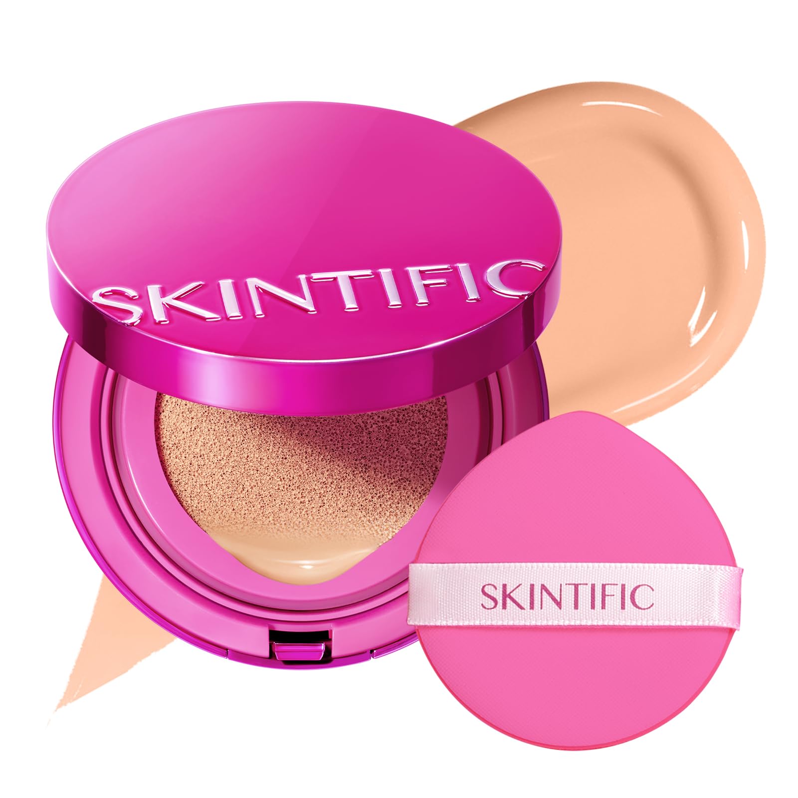 SKINTIFIC Cover Glow Perfect Cushion Foundation – Natural Radiant Finish, Medium-to-High Buildable Coverage, Hydrating Peptide Complex, Lightweight for Dry & Combination Skin, #03 Petal