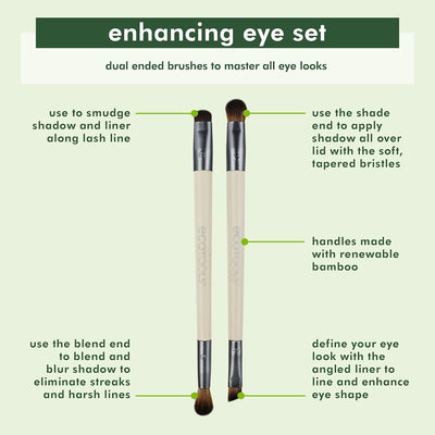EcoTools Enhancing Eye Brush Set, Makeup Brushes For Liquid, Cream & Powder Eyeshadow & Eye Liner Application, Dual-Sided & Eco-Friendly, Synthetic Bristles, Cruelty-Free, 2 Piece Set