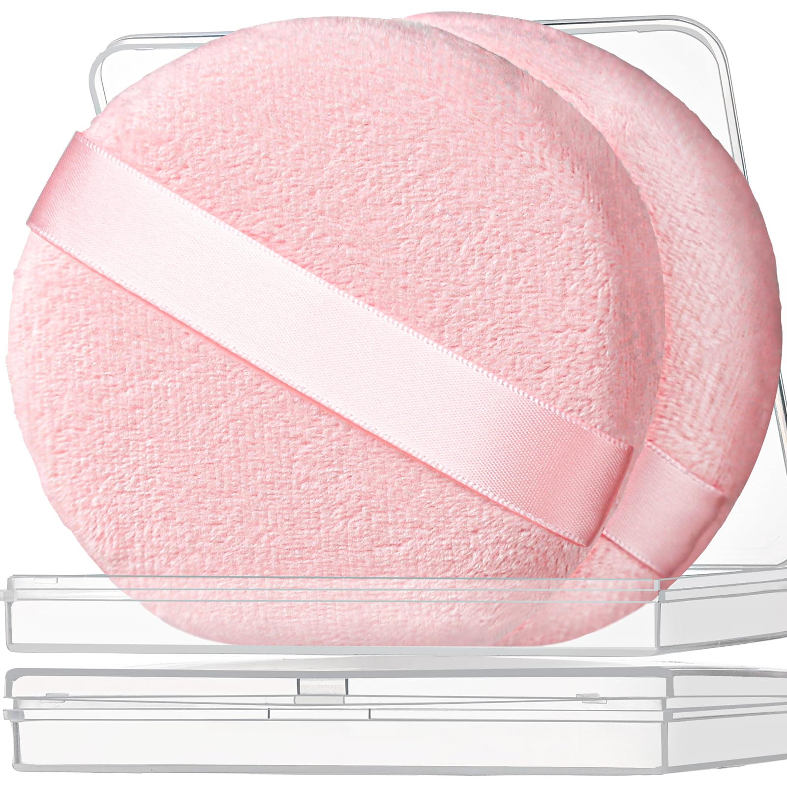 Teenitor 2Pcs Pink Powder Puff, 4.13Inch Body Powder Puff, for Body Powder Pink