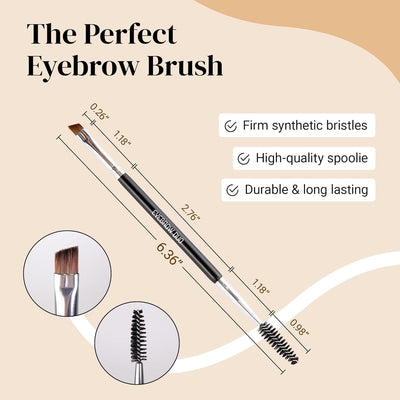 KESHIMA Eyebrow Brush Duo – Premium Angled Eye Brow Brush & Spoolie – Precision Eye Makeup Tool for Applying & Blending Powder, Gel & Liquids
