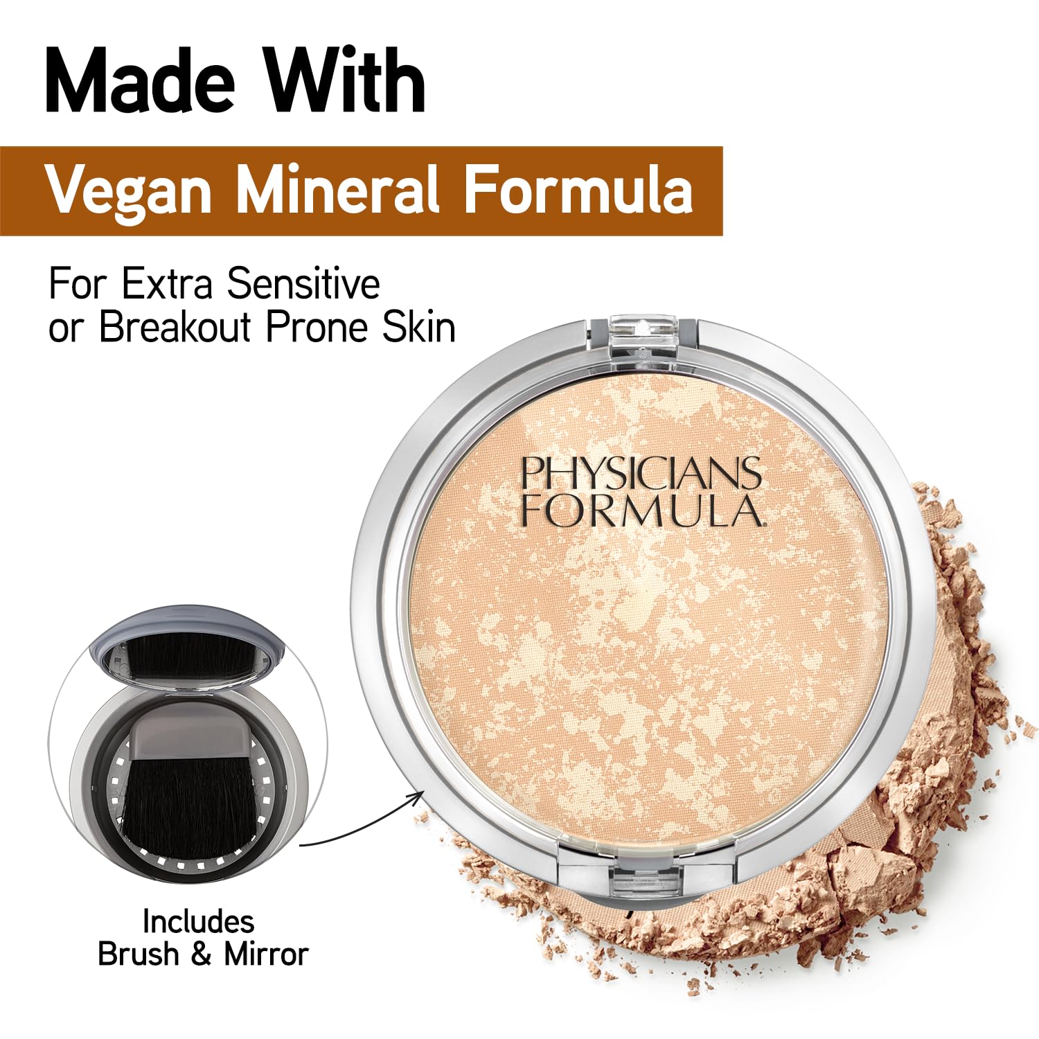 Physicians Formula Mineral Wear Talc-Free Face Powder, Light Coverage Mineral Makeup for Sensitive Skin – Translucent