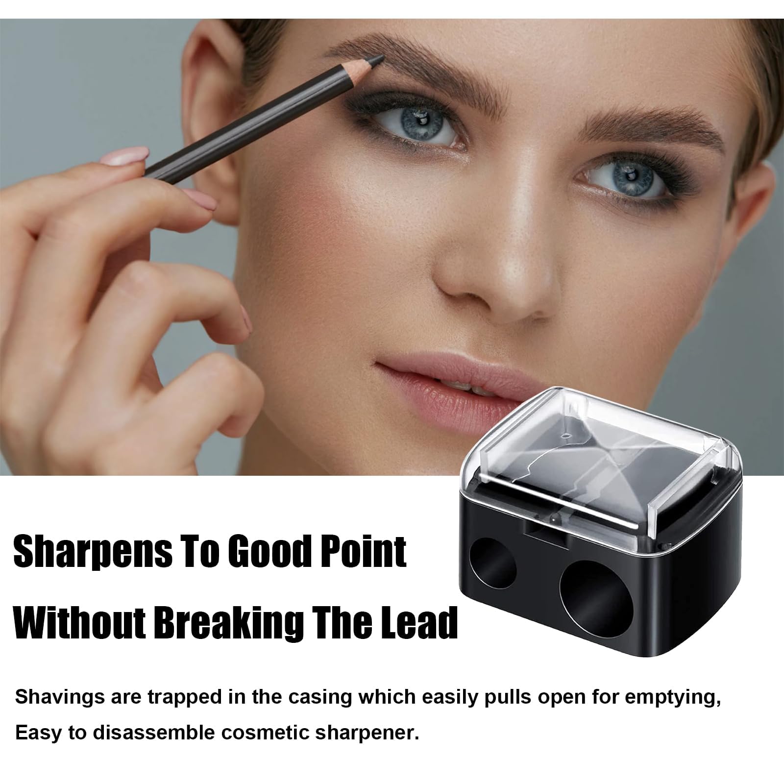 2 Pcs Eyeliner Sharpener,2 Holes Makeup Sharpener,Make up Pencil Sharpener,Eyeliner Pencil Sharpener,for Lip Liner,Eyebrow Pencil,Eyeliners Pencils