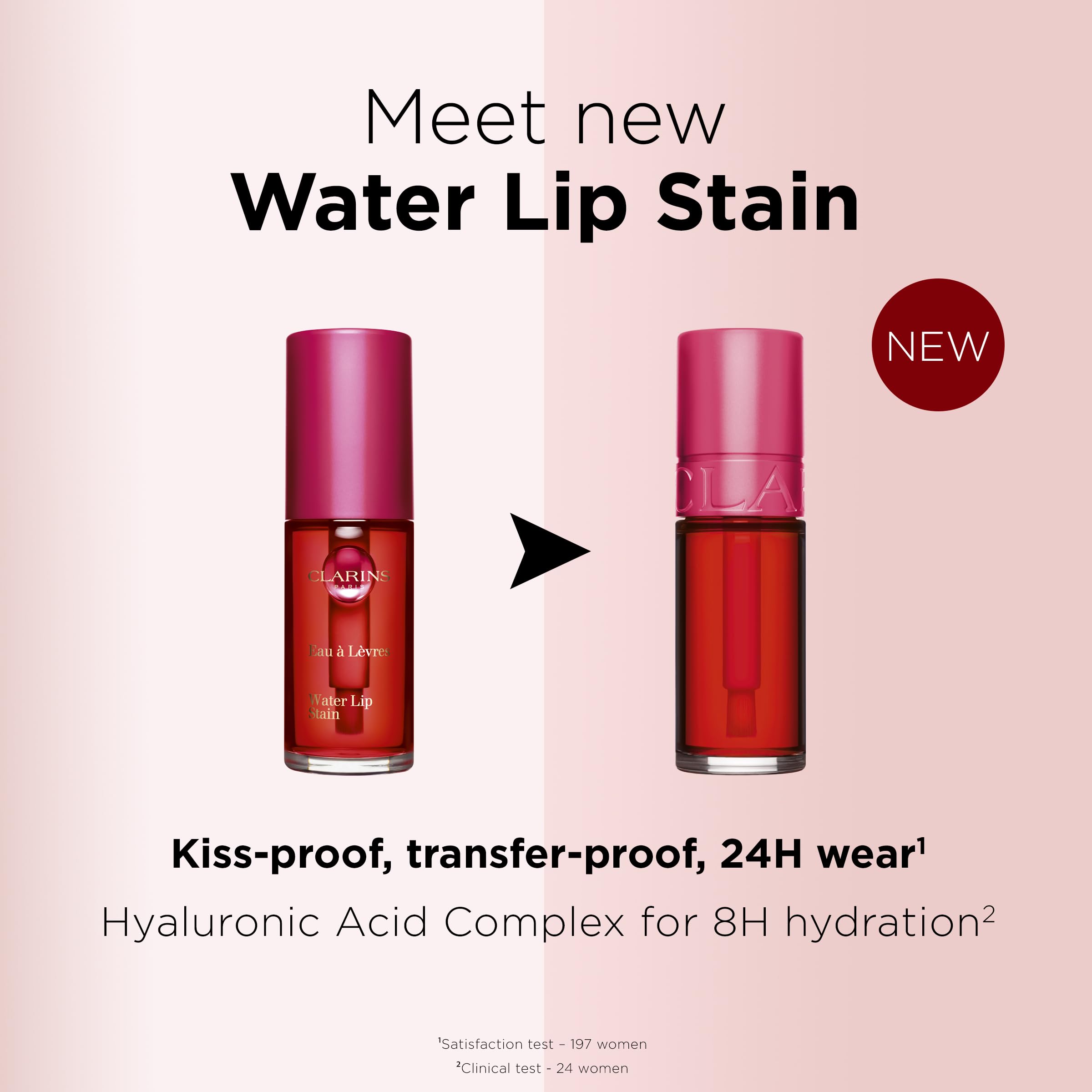 Clarins Water Lip Stain | Buildable Matte Finish | Kiss Proof, Transfer-Proof, Lightweight and Long Lasting | Contains Hyaluronic Acid | 0.2 Fluid Ounces, 13 Nude Water
