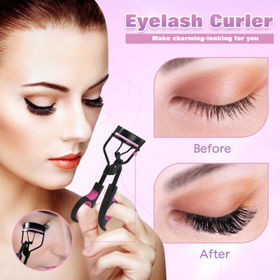 MODUSKEY Eyelash Curlers Kit, 7 in 1 Lashes Curler Eyebrow Makeup Tools for Women Comprise with Curler Silicone Pads, Eyes Tweezers, Eyelash Comb, Eyebrow Scissors for Curlring Lashes Last-Natural