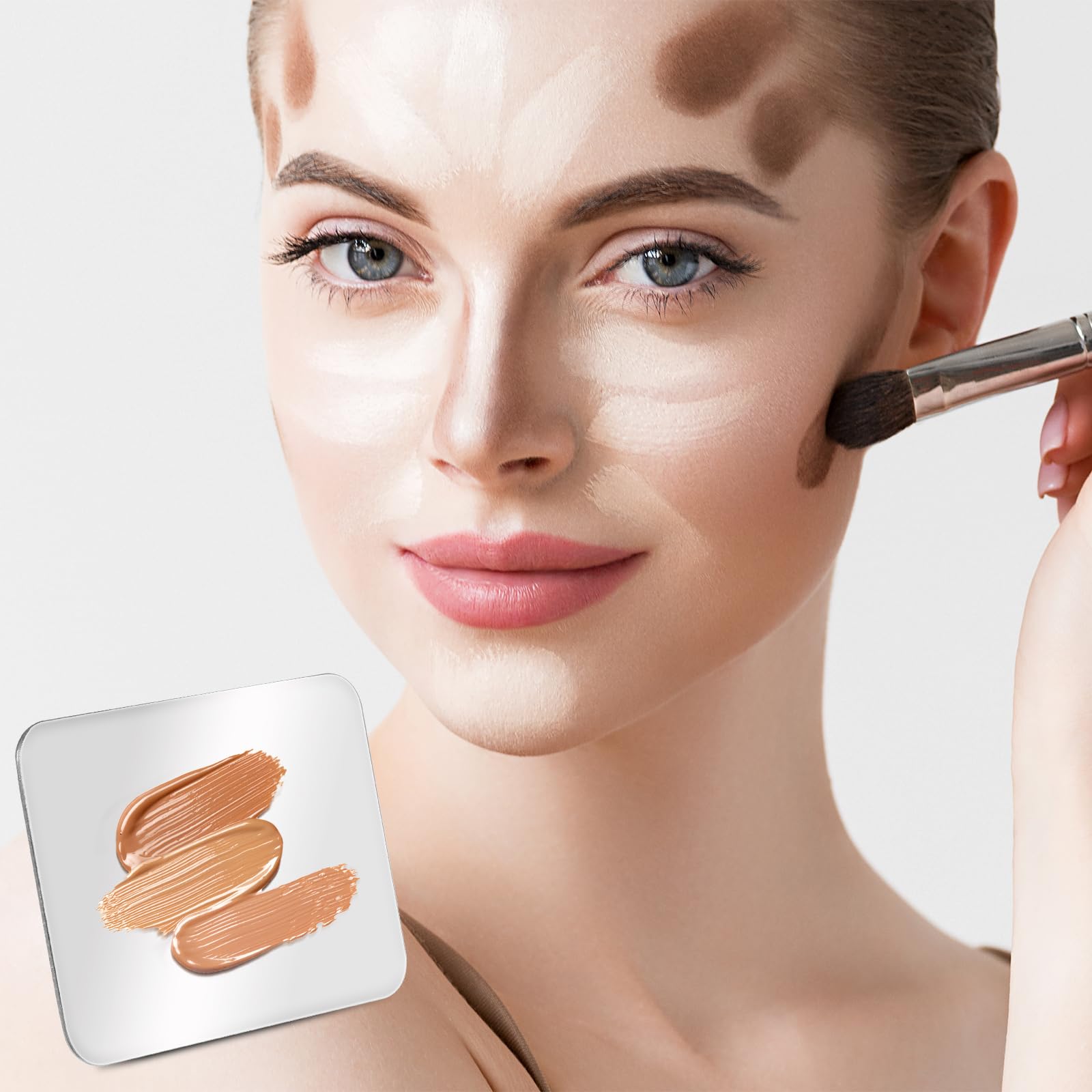 Abeillo Makeup Mixing Palette, Foundation Spatula, Stainless Steel, Nail Art Palette