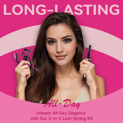 3-in-1 Heated Eyelash Curler Kit,Eyelash curlers &Folding Eyelash Comb,24 Hours Long Lasting Natural Curl,4 Heat Levels,Anti-Burn,Non-Slip Finger Grips, Easy to Use,rizador de pestañas