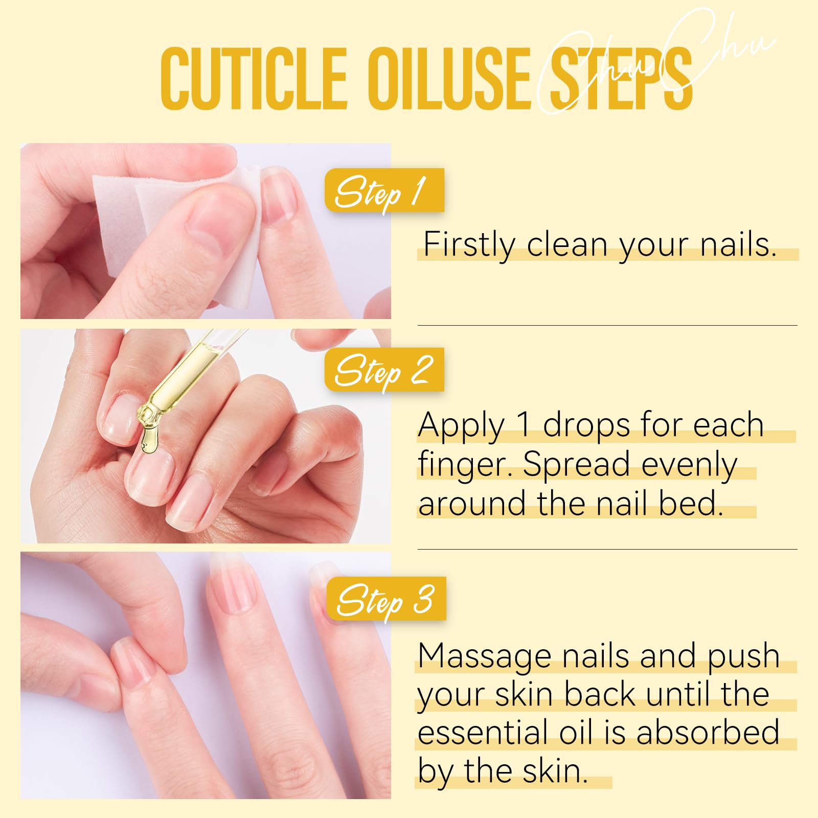 CHUCHU Vegan Cuticle Oil for Nail: Pineapple Scent Natural Vitamin B & E Nail Oil - Hydrates Moisturizes Repairs for Nails Damage Dry Cuticle 0.51 Fl Oz