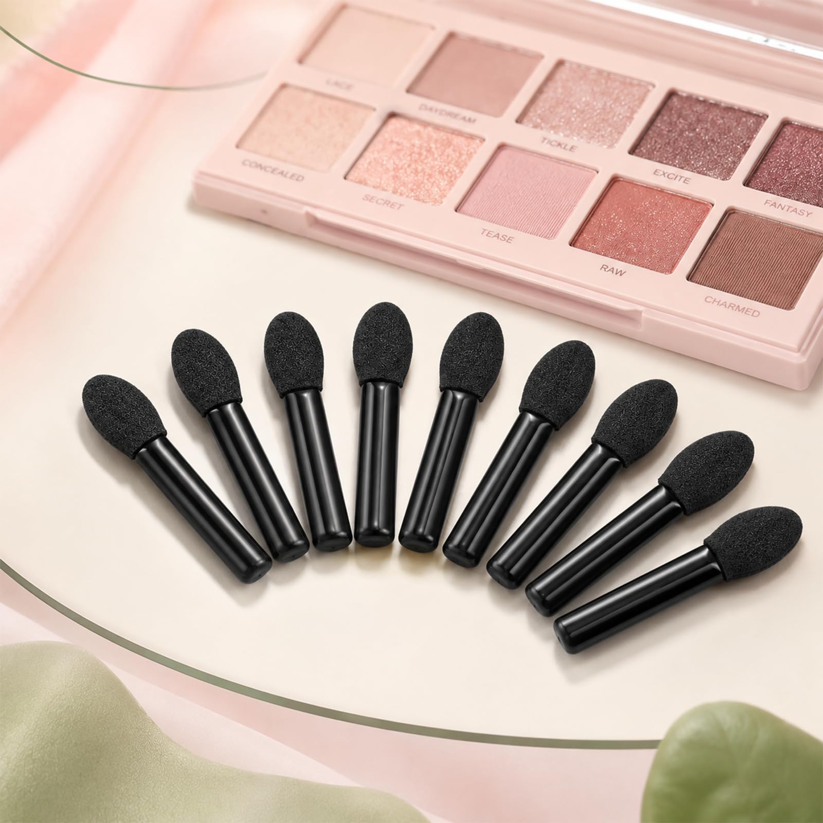 50Pcs Eyeshadow Applicators Sponge Eye Shadow Applicator Sticks Eyeshadow Sponge Tip Eye Shadow Brushes Travel Portable Mini Eyes Makeup Applicators for Women, Single Head, Black