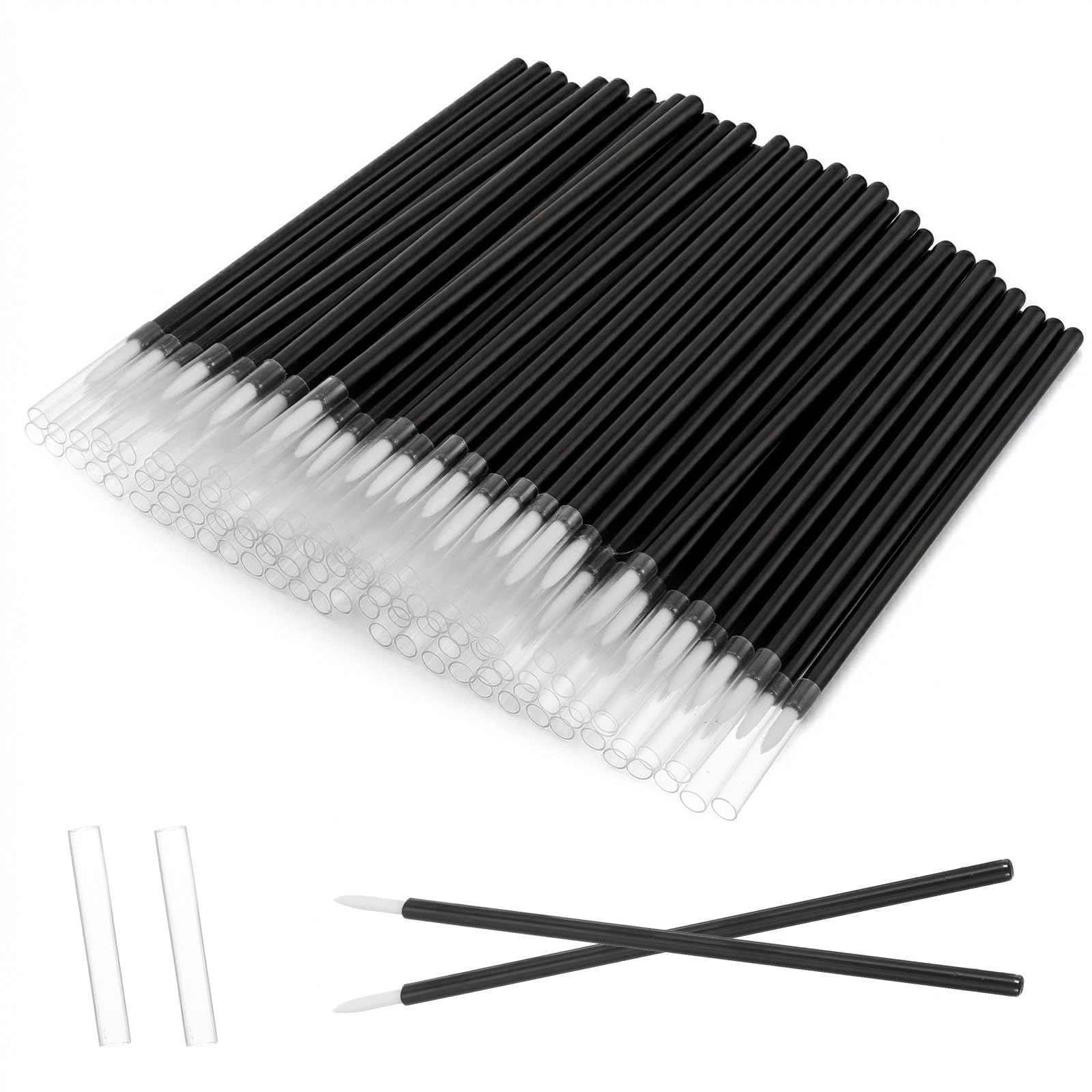100 PCS Eyeliner Brushes, Fine Point Eyeliner Brush Kit, Disposable Eyeliners Applicator Tool for Precise Eye Makeup, Eyeshadow Applicators, Black Nylon Eye Liner Brushes