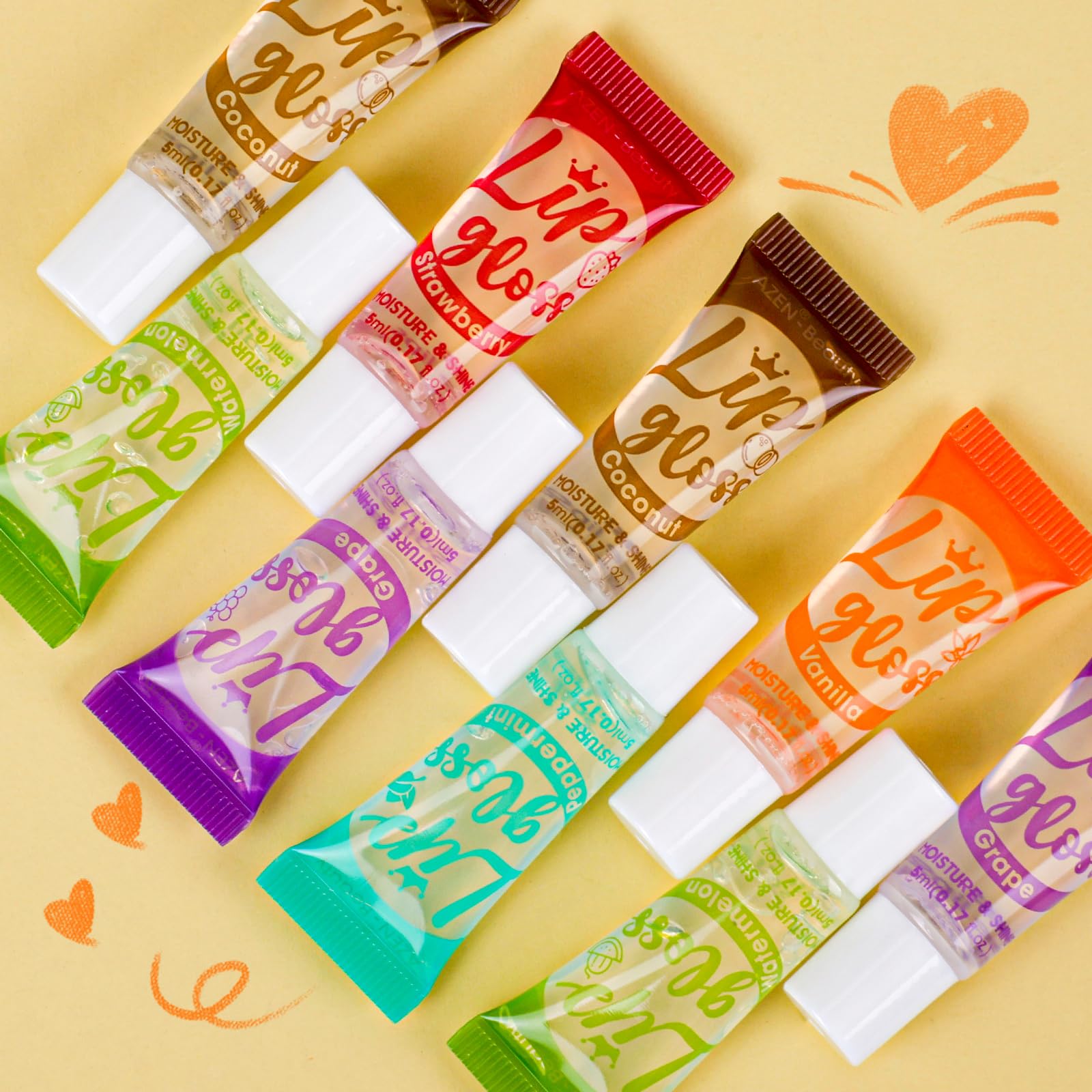 AZEN 24 Pack Lip Gloss Set, Clear Lip Gloss Bulk, Lip Oil for Dry Cracked Lips Moisturizing Hydrating Nourishing with Vitamin E, Mothers Day Gifts for Women