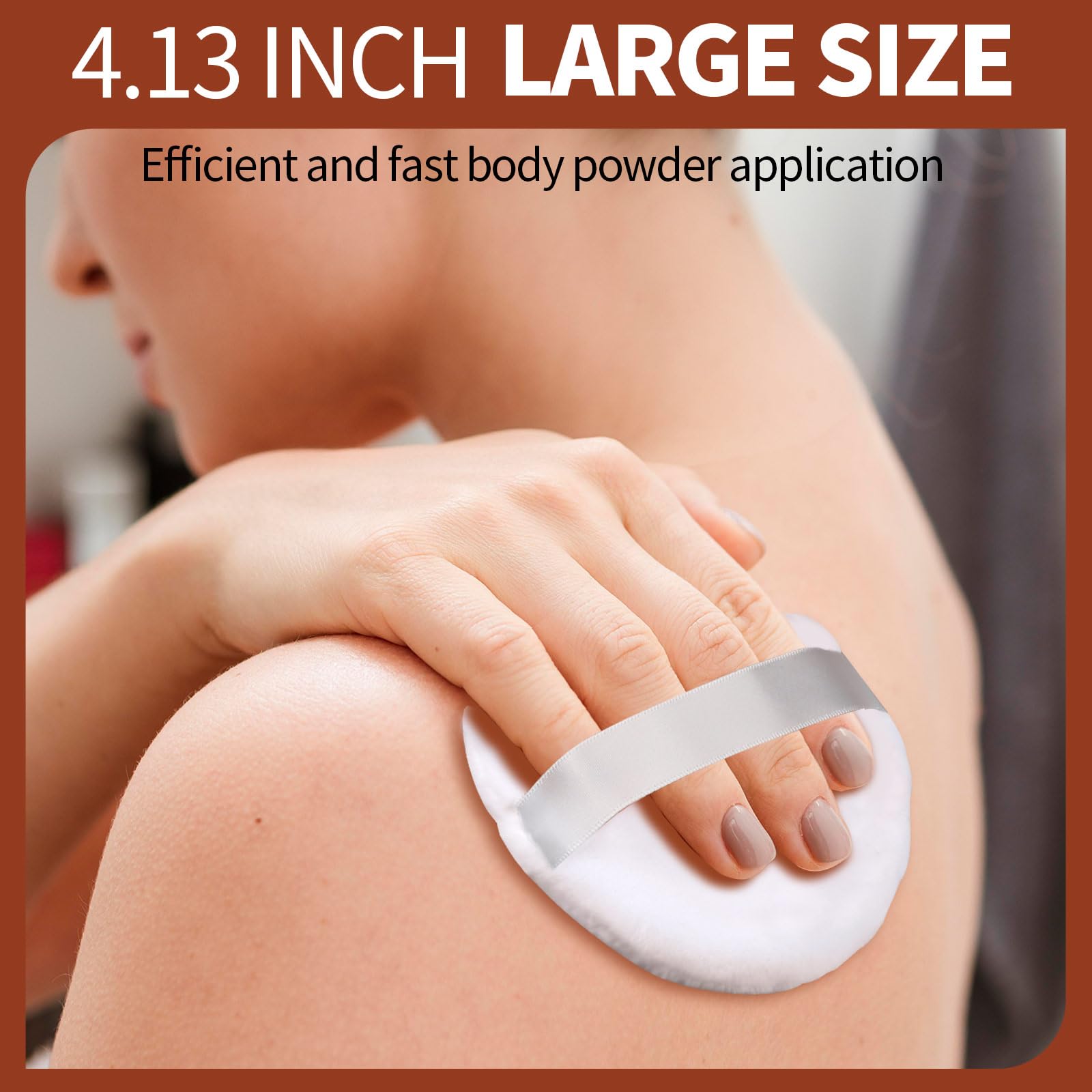 Teenitor 4.13 Inch Ultra Soft Washable Large Round Velour Powder Puff for Body Loose Powder, 4 Pcs