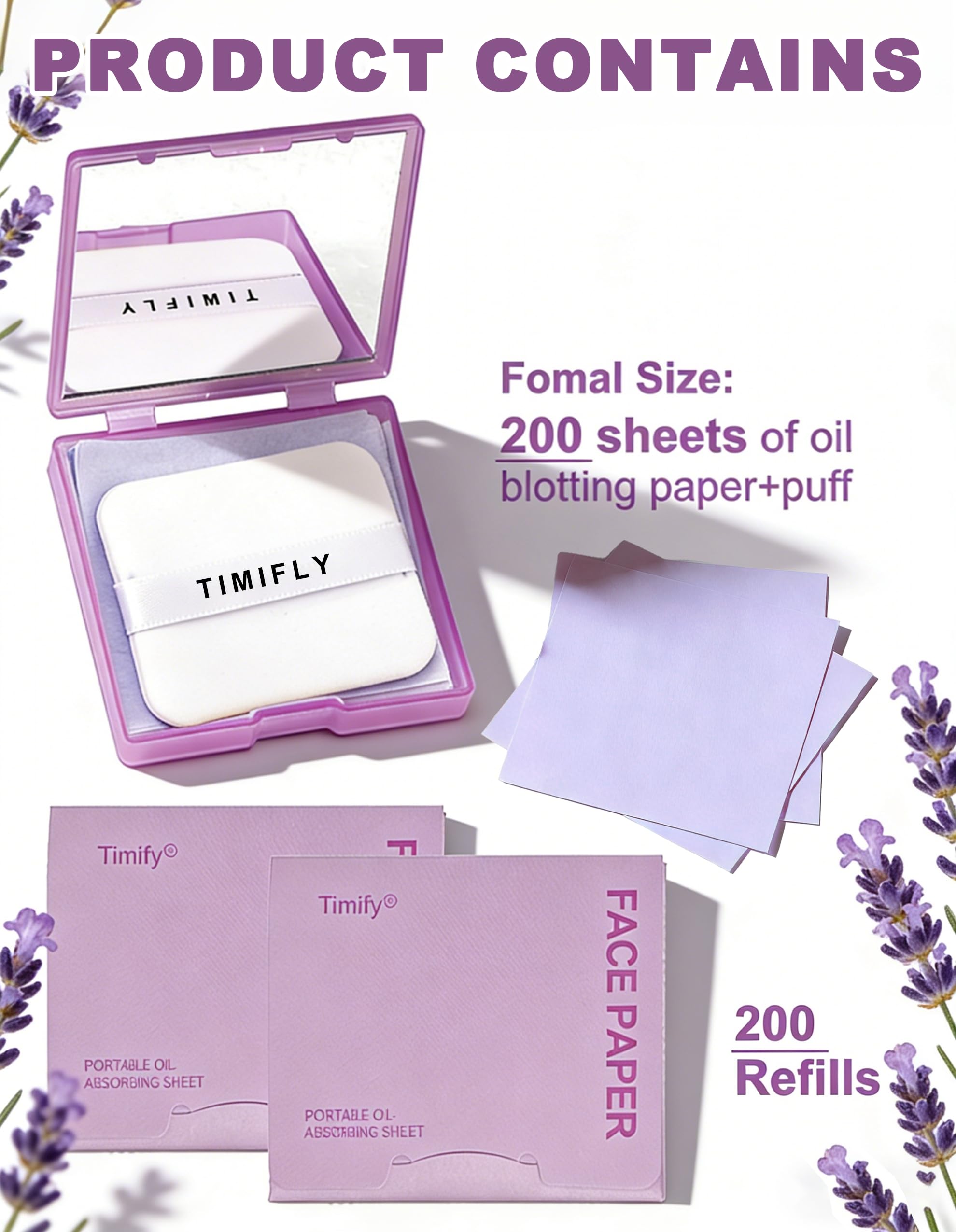 300PCS Oil blotting sheets for face - Blotting Papers for Face with Mirror, Puff & Refills, Absorbs Excess Face Oil, Shine Control, Saves Makeup, On-the-Go Facial Oil Control Kit, Matte Finish All Day