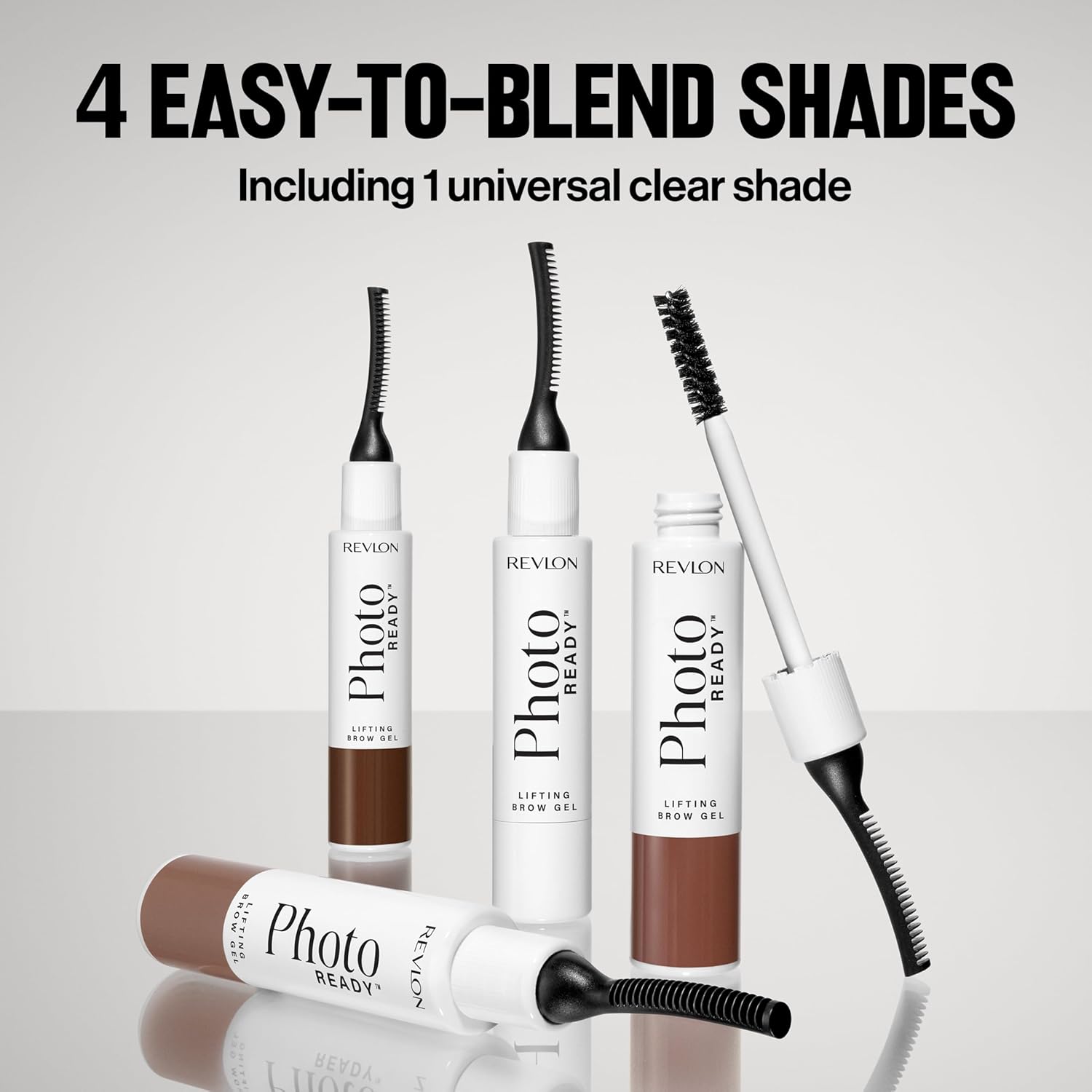 Revlon PhotoReady Lifting Brow Gel, Tinted Eyebrow Lamination with Spoolie Brush, Conditions, Shapes & Defines, 804 Rich Dark Brown, 0.23 fl oz